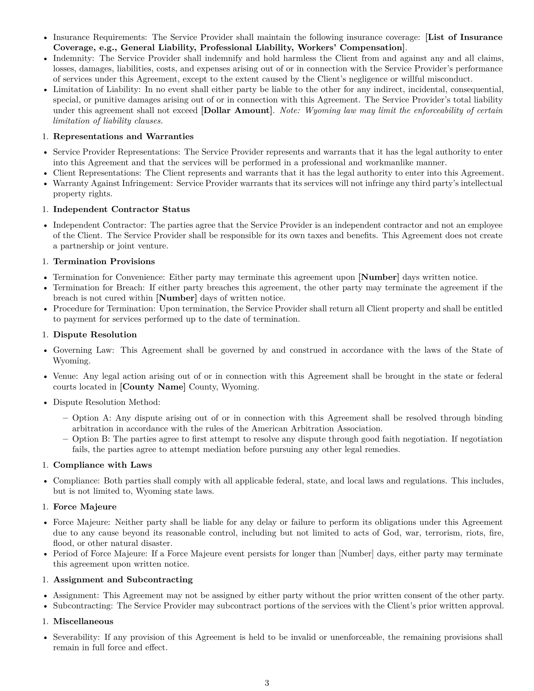 Preview page 3 of Free Wyoming service contract template