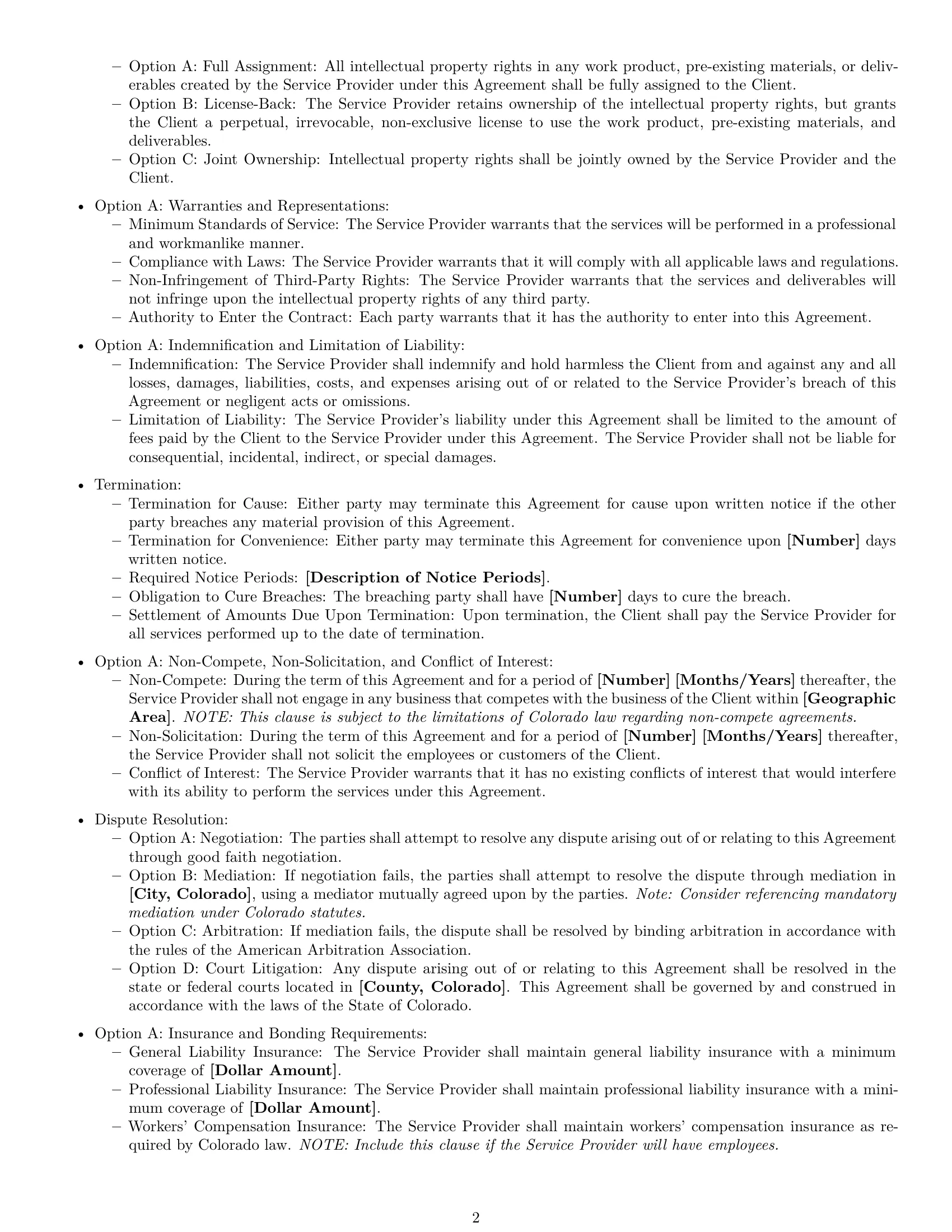 Preview page 2 of Free Colorado service contract template