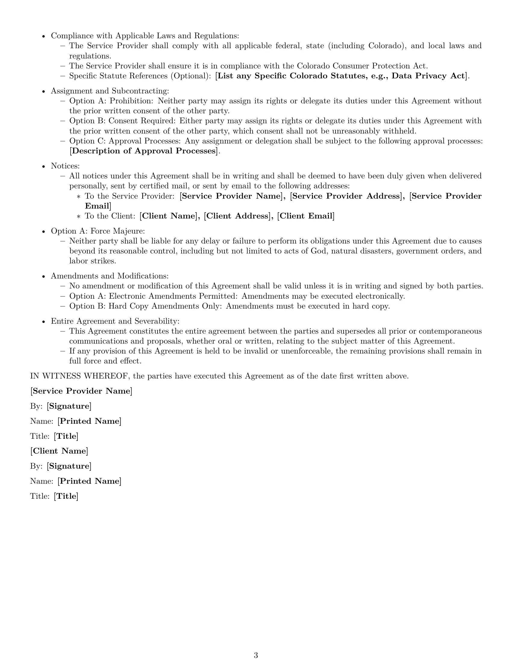 Preview page 3 of Free Colorado service contract template