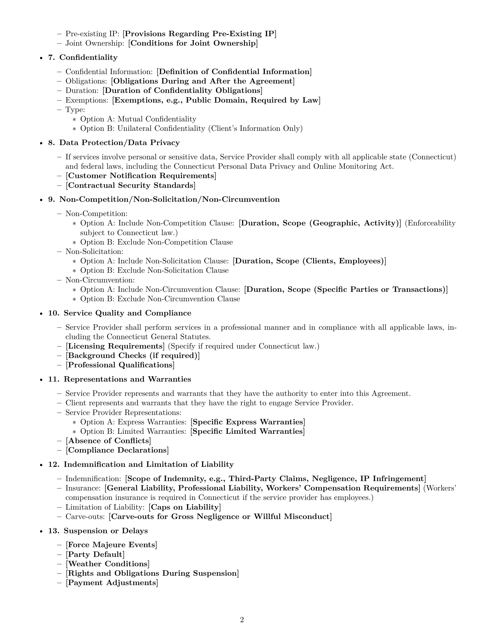 Preview page 2 of Free Connecticut service contract template