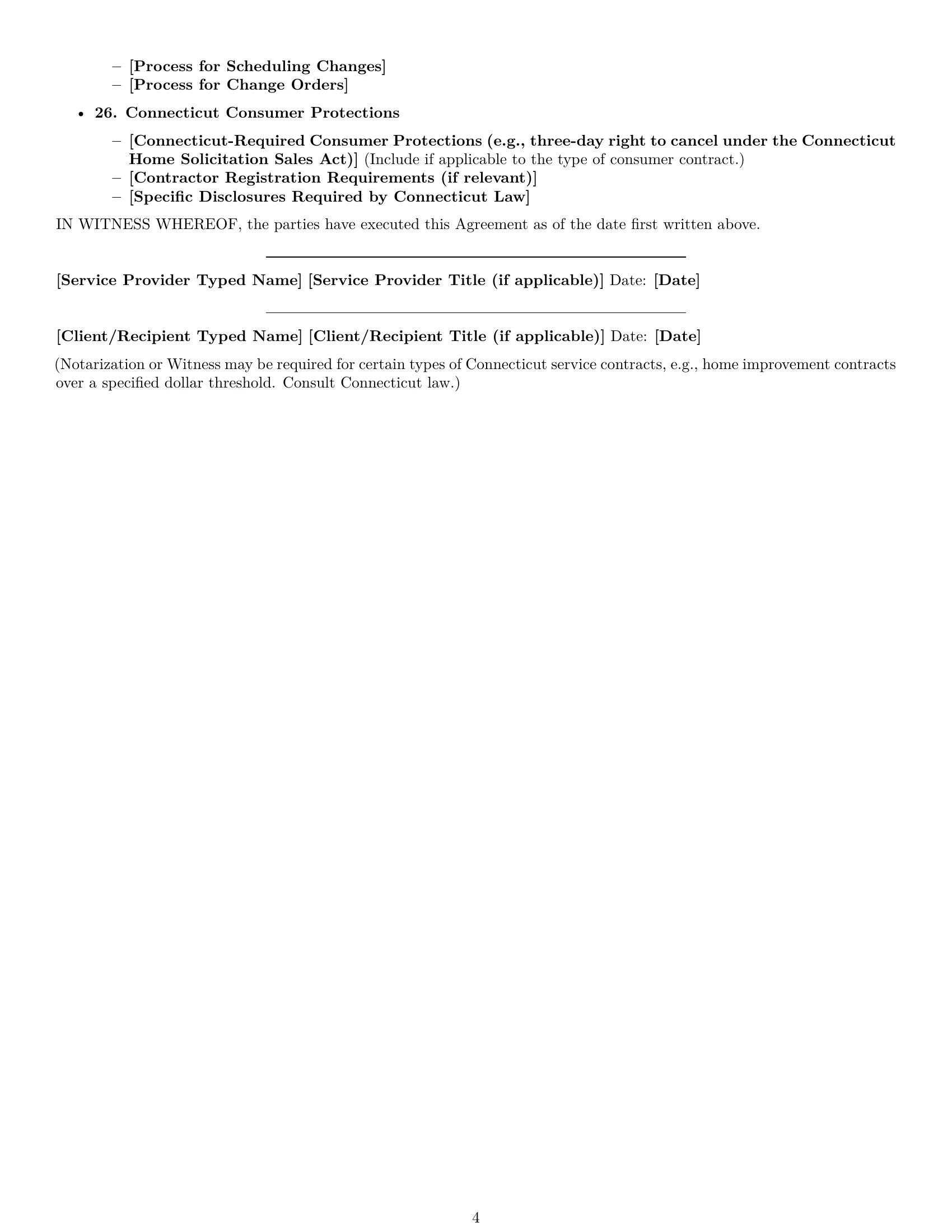 Preview page 4 of Free Connecticut service contract template