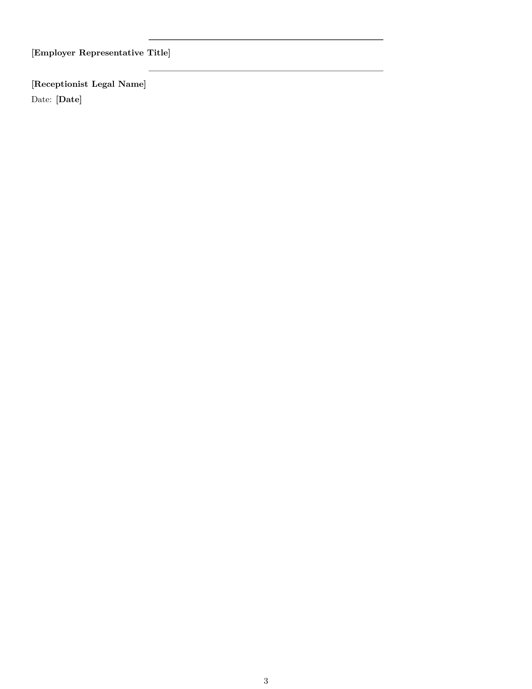Preview page 3 of Free Idaho receptionist employment contract template
