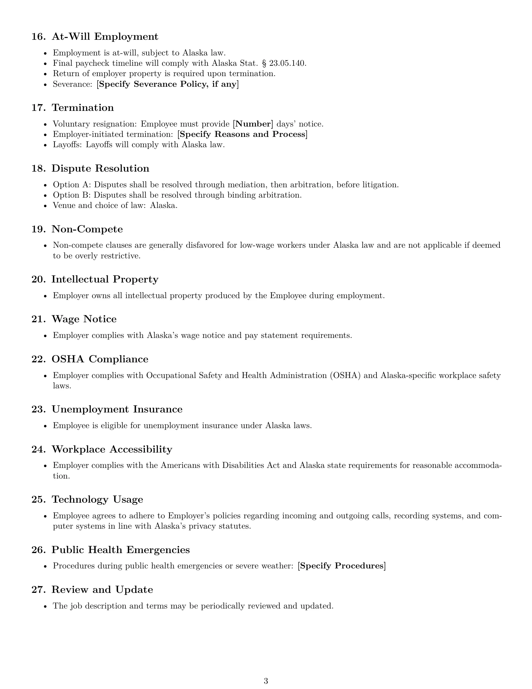 Preview page 3 of Free Alaska receptionist employment contract template