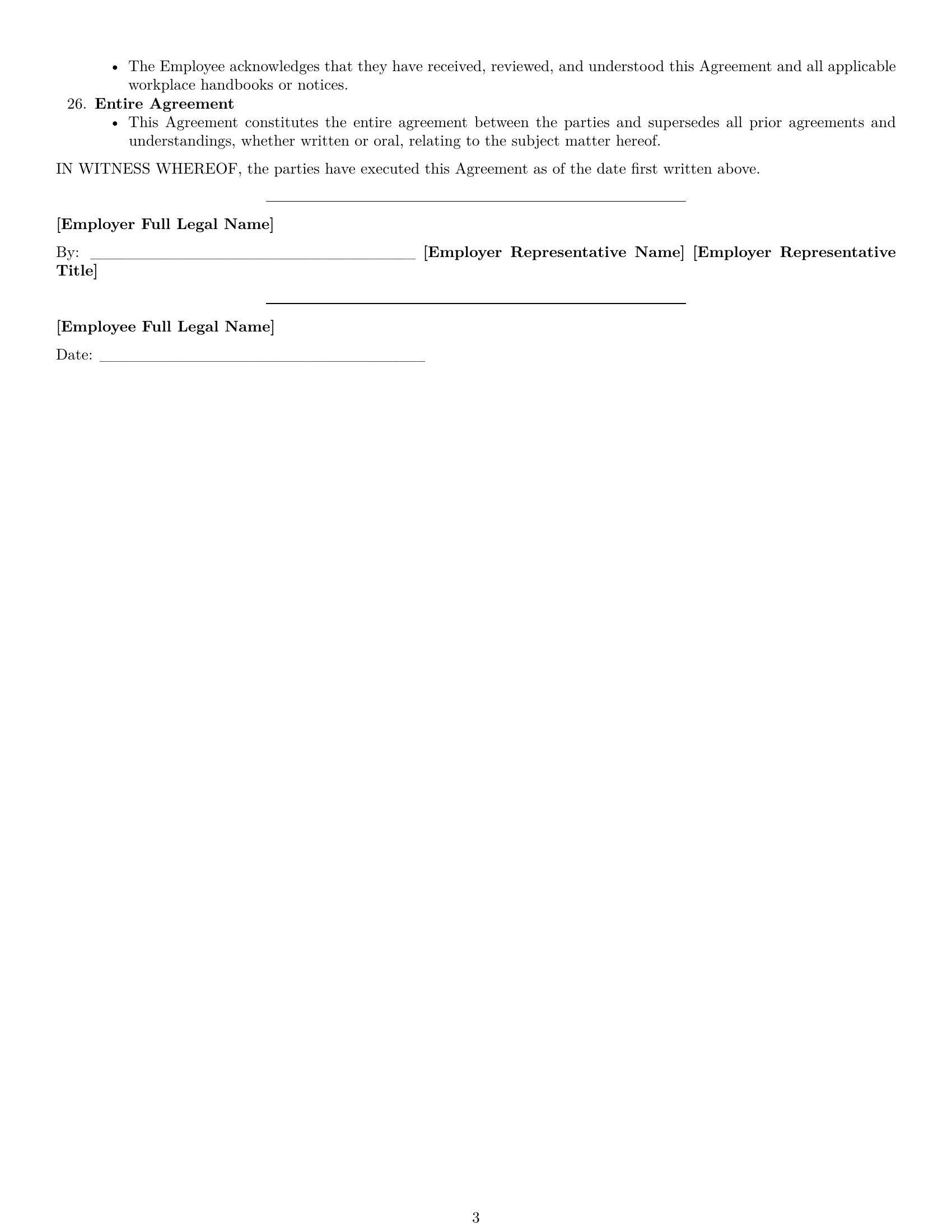 Preview page 3 of Free Maryland receptionist employment contract template
