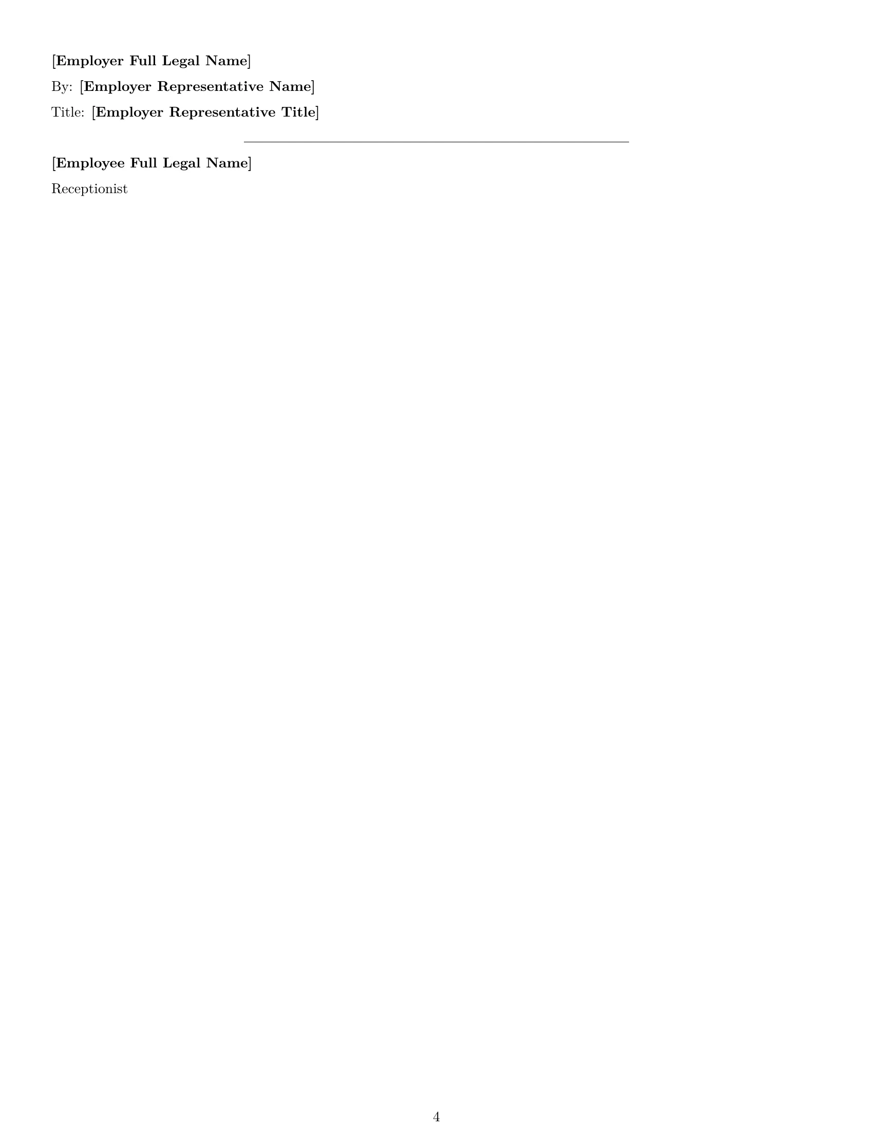 Preview page 4 of Free New Jersey receptionist employment contract template