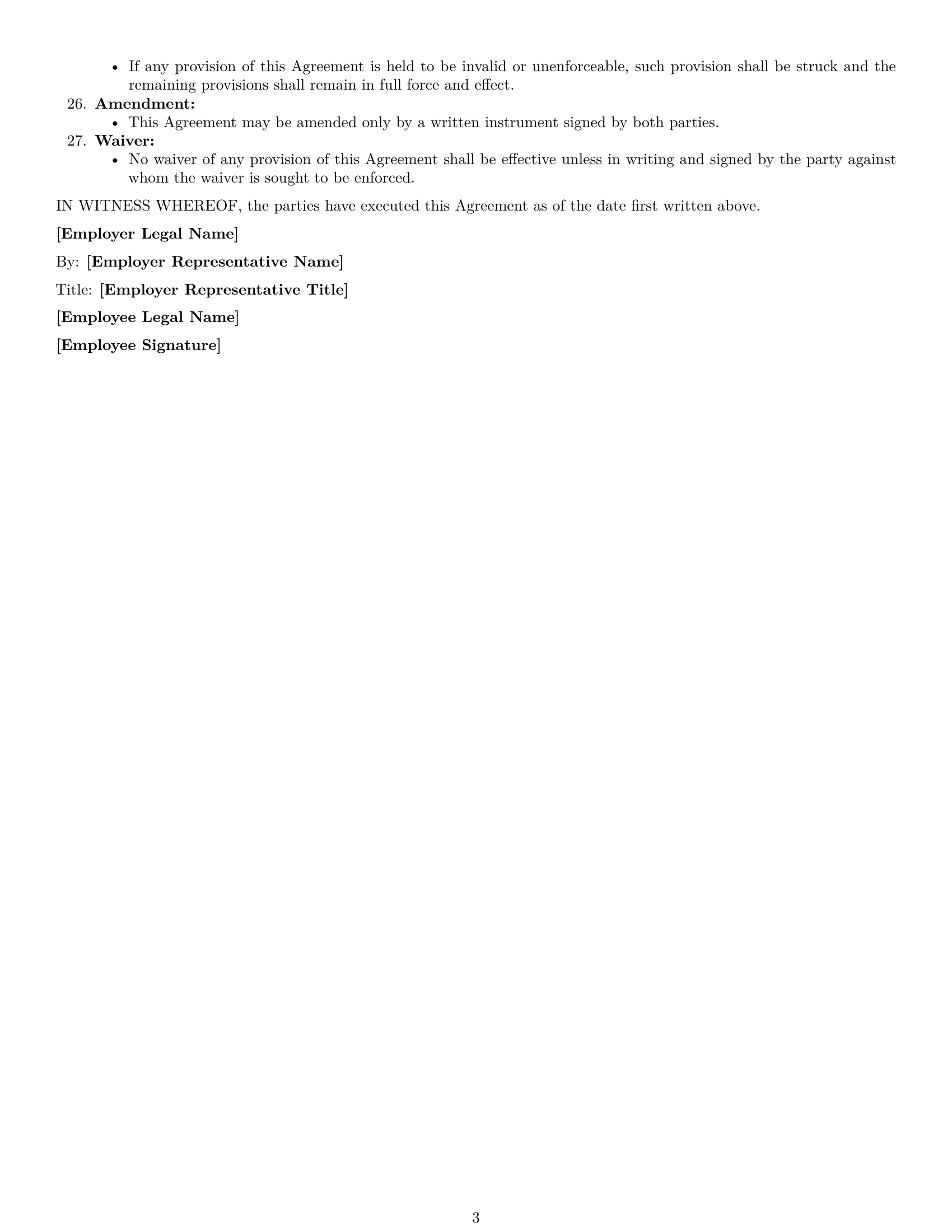 Preview page 3 of Free Texas receptionist employment contract template