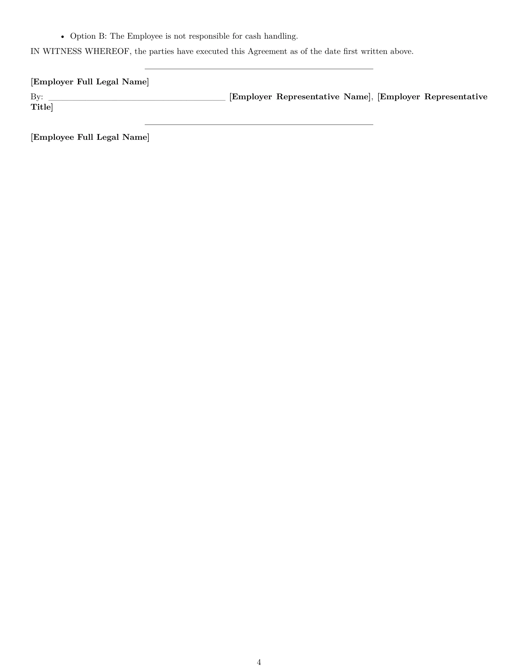 Preview page 4 of Free Wyoming receptionist employment contract template