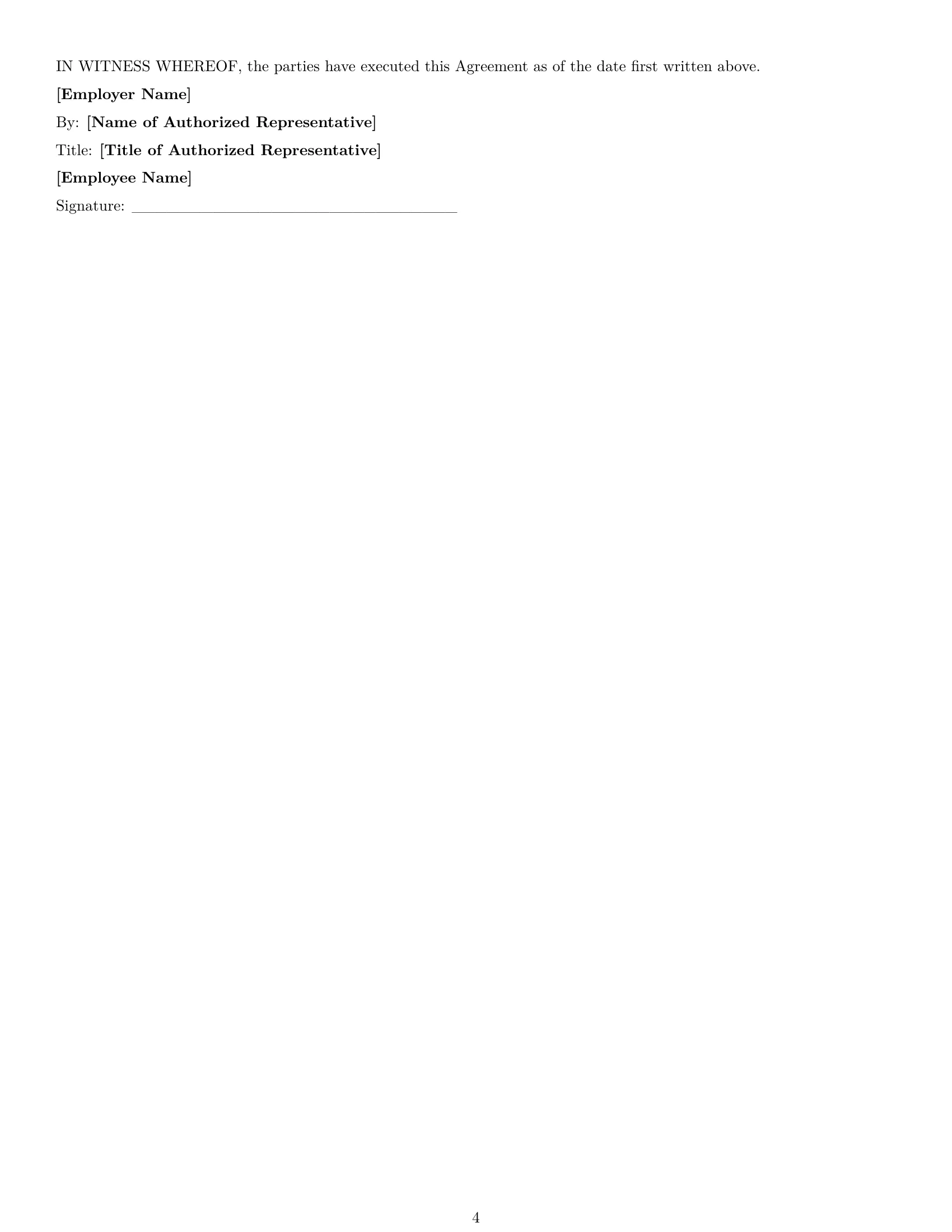 Preview page 4 of Free Connecticut receptionist employment contract template