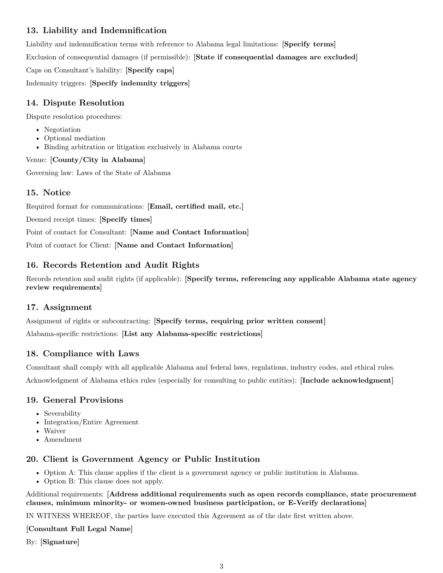 Preview page 3 of Free Alabama consulting service contract template