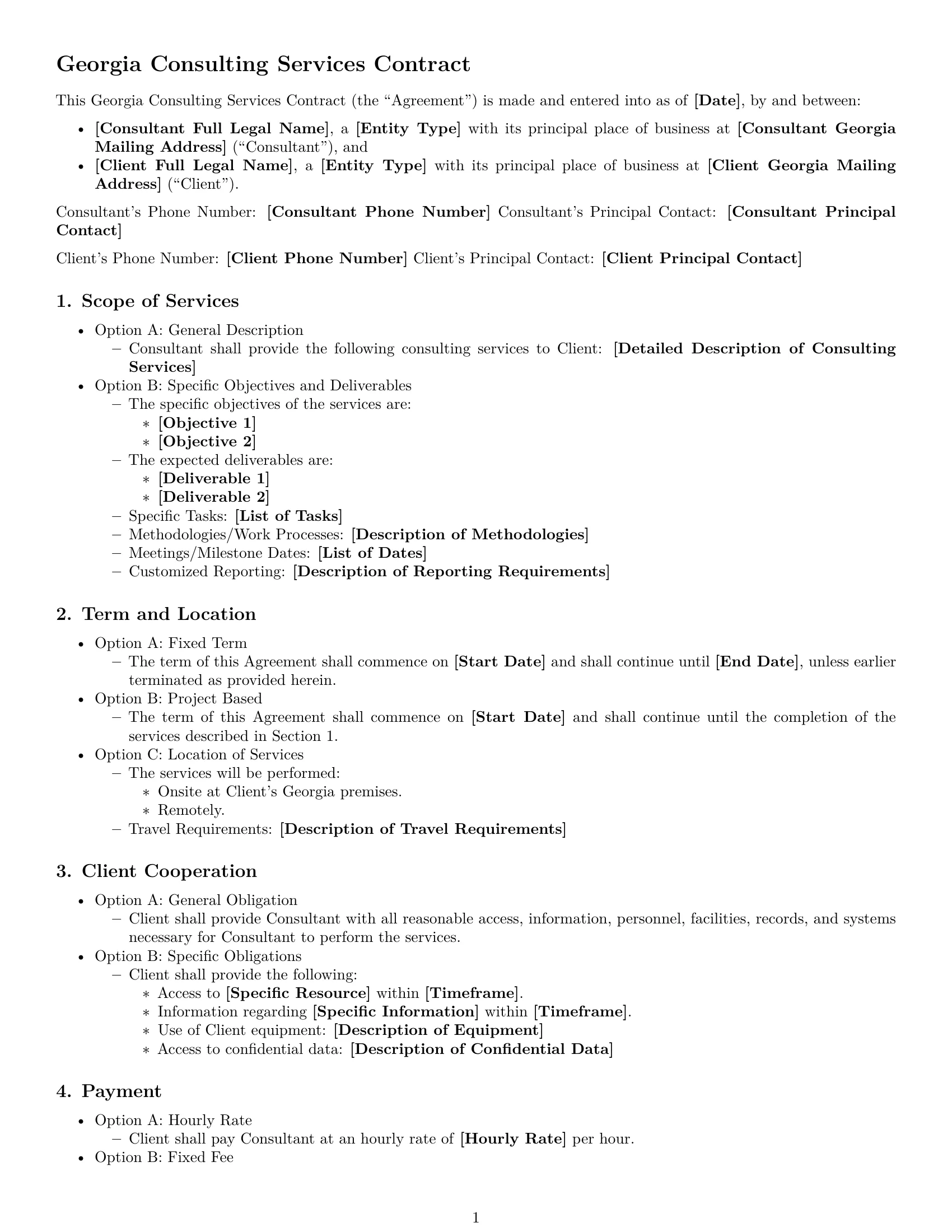 Preview page 1 of Free Georgia consulting service contract template