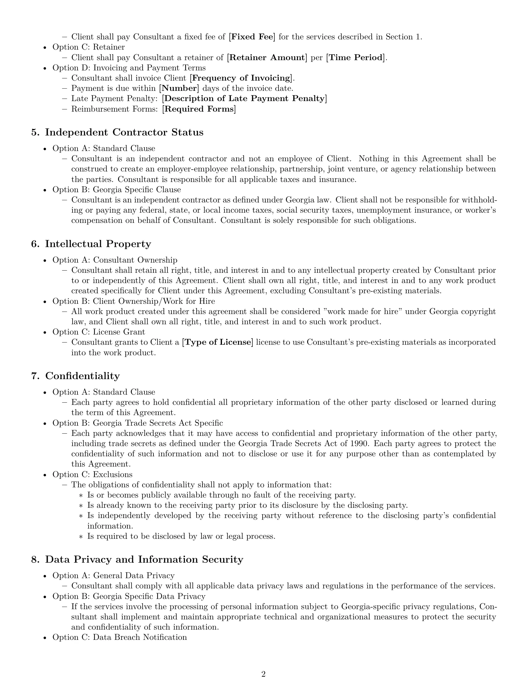 Preview page 2 of Free Georgia consulting service contract template