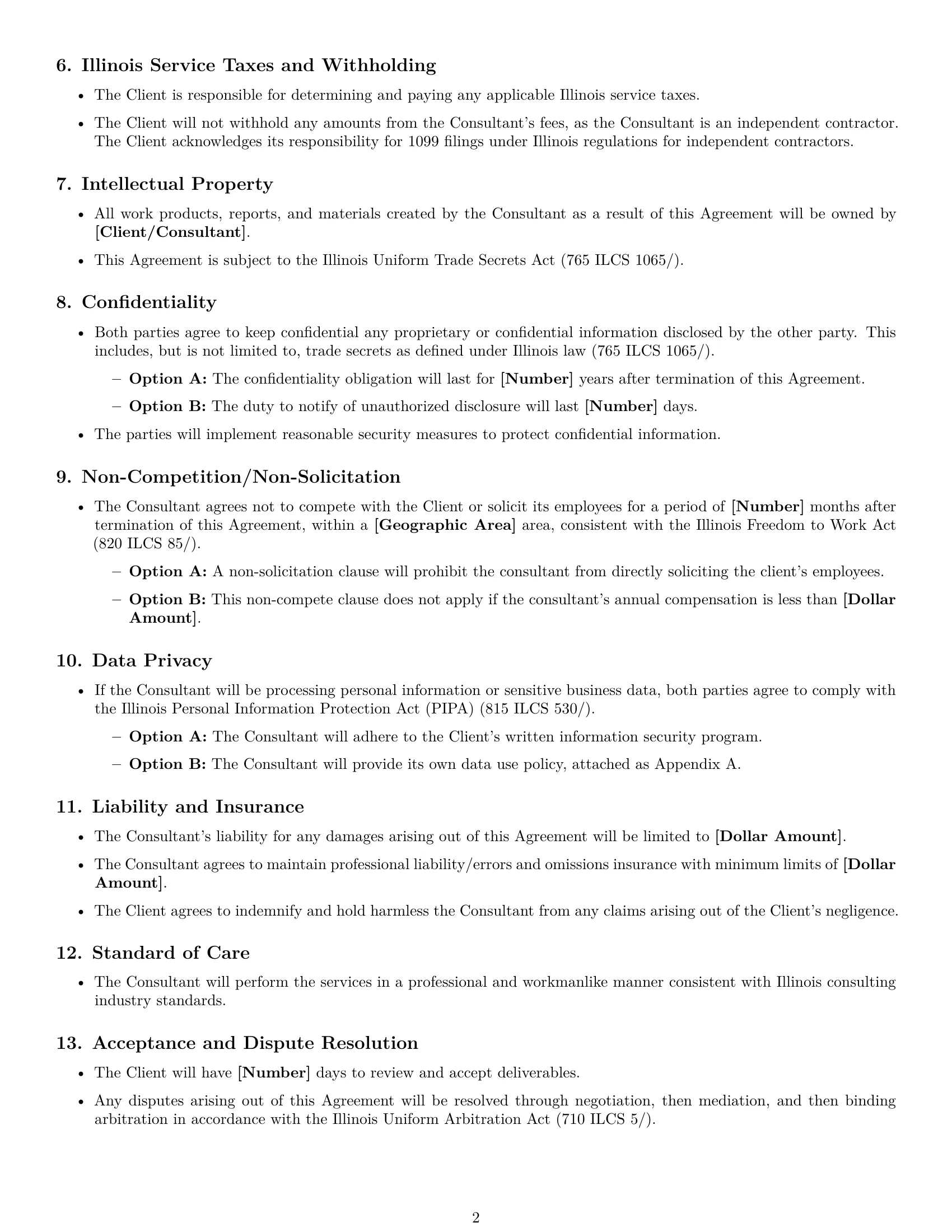 Preview page 2 of Free Illinois consulting service contract template