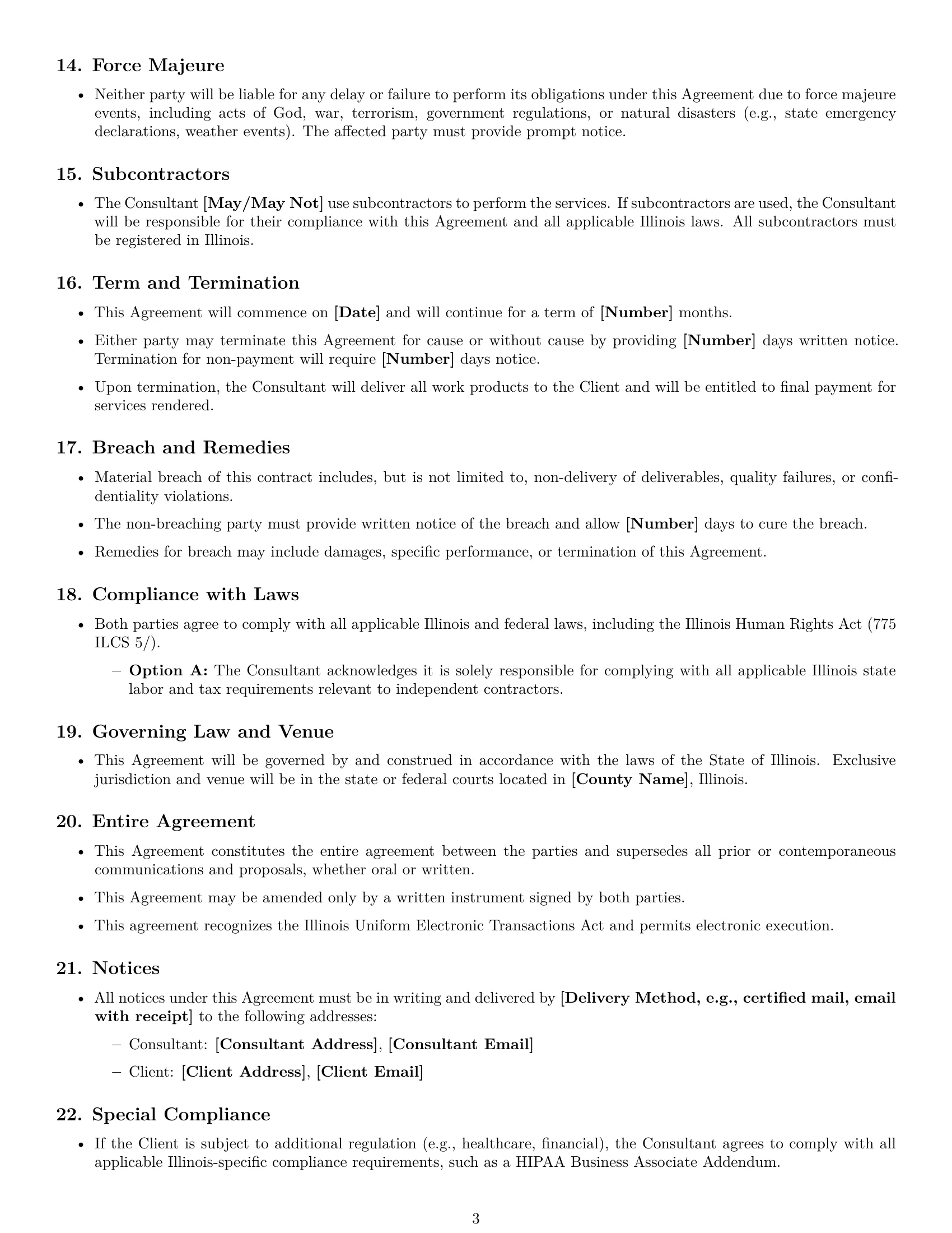 Preview page 3 of Free Illinois consulting service contract template