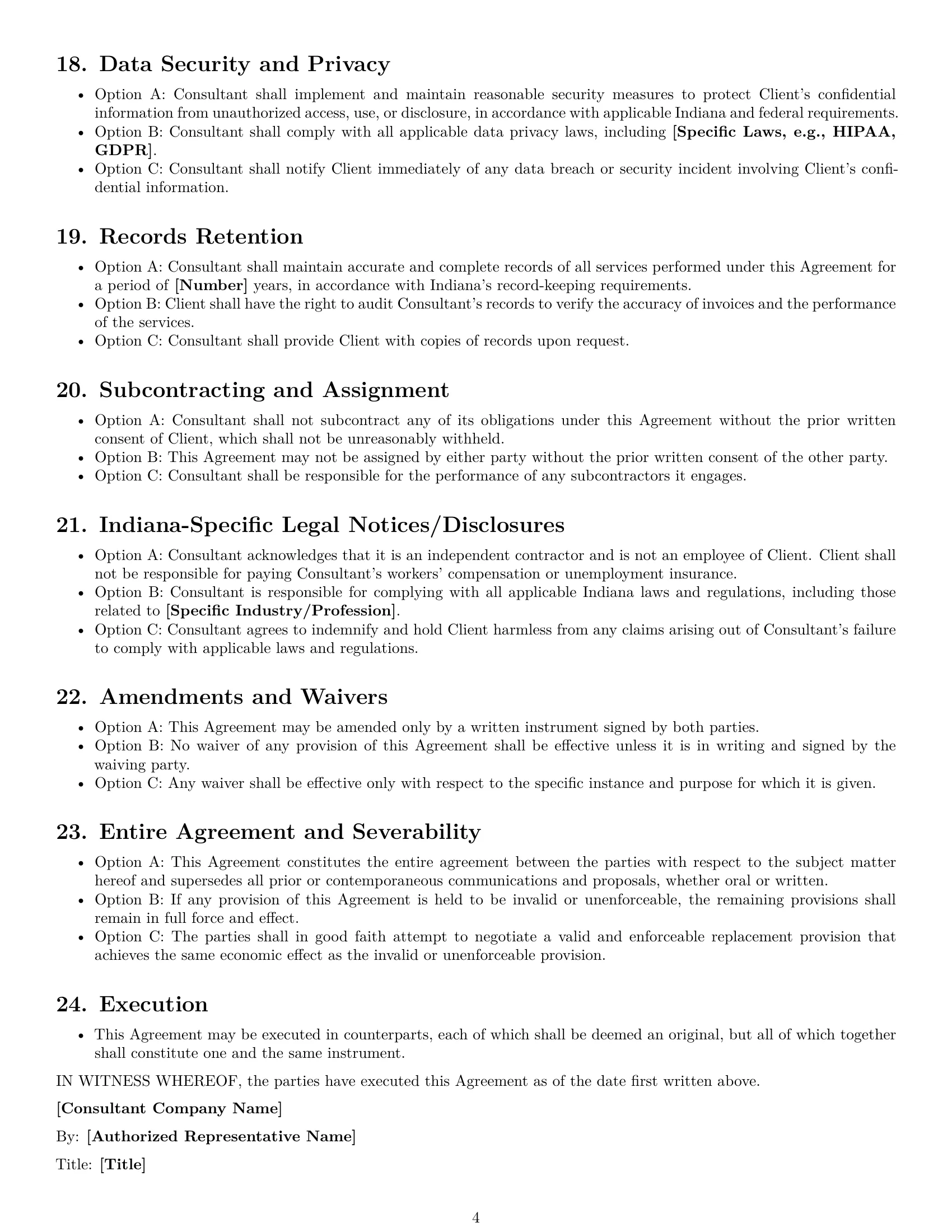 Preview page 4 of Free Indiana consulting service contract template