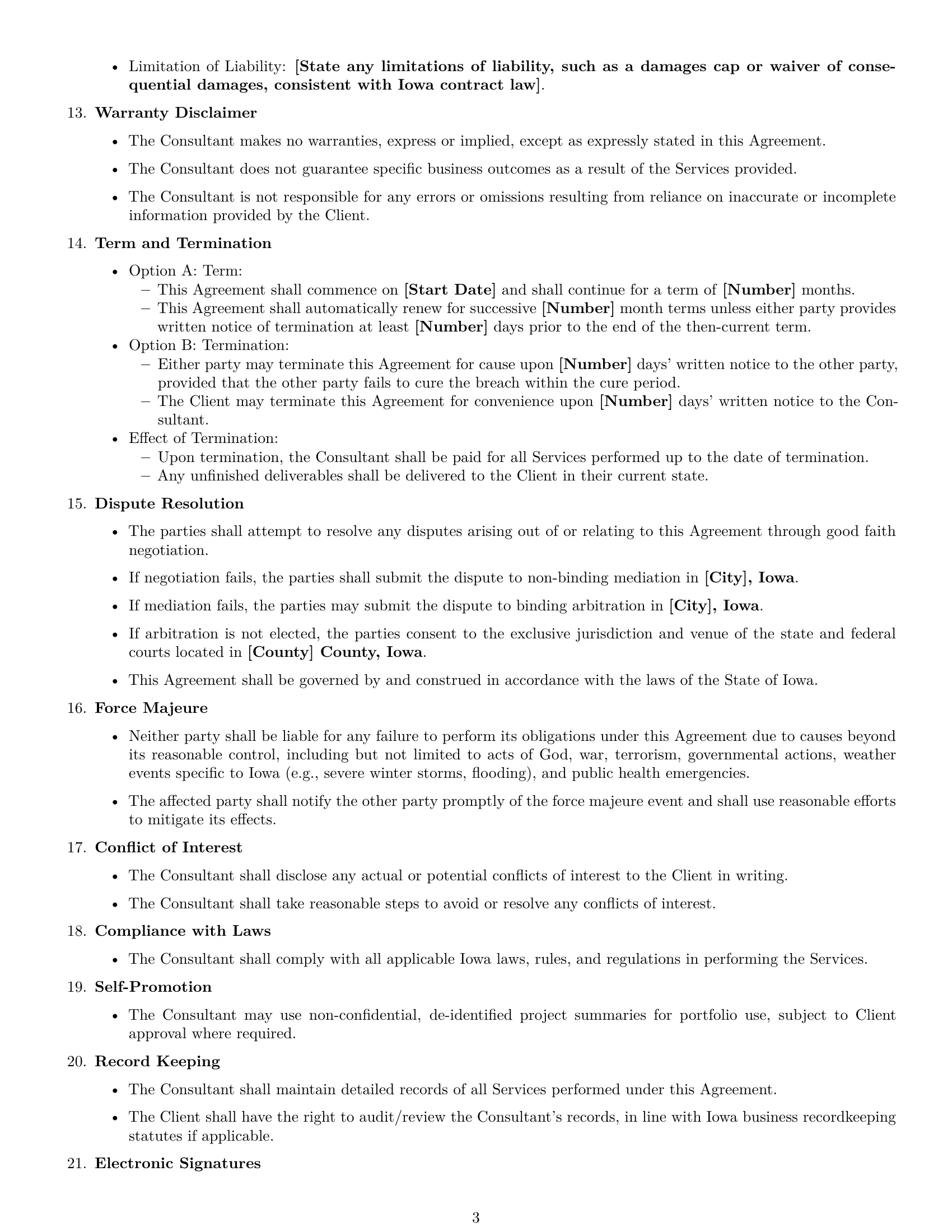 Preview page 3 of Free Iowa consulting service contract template