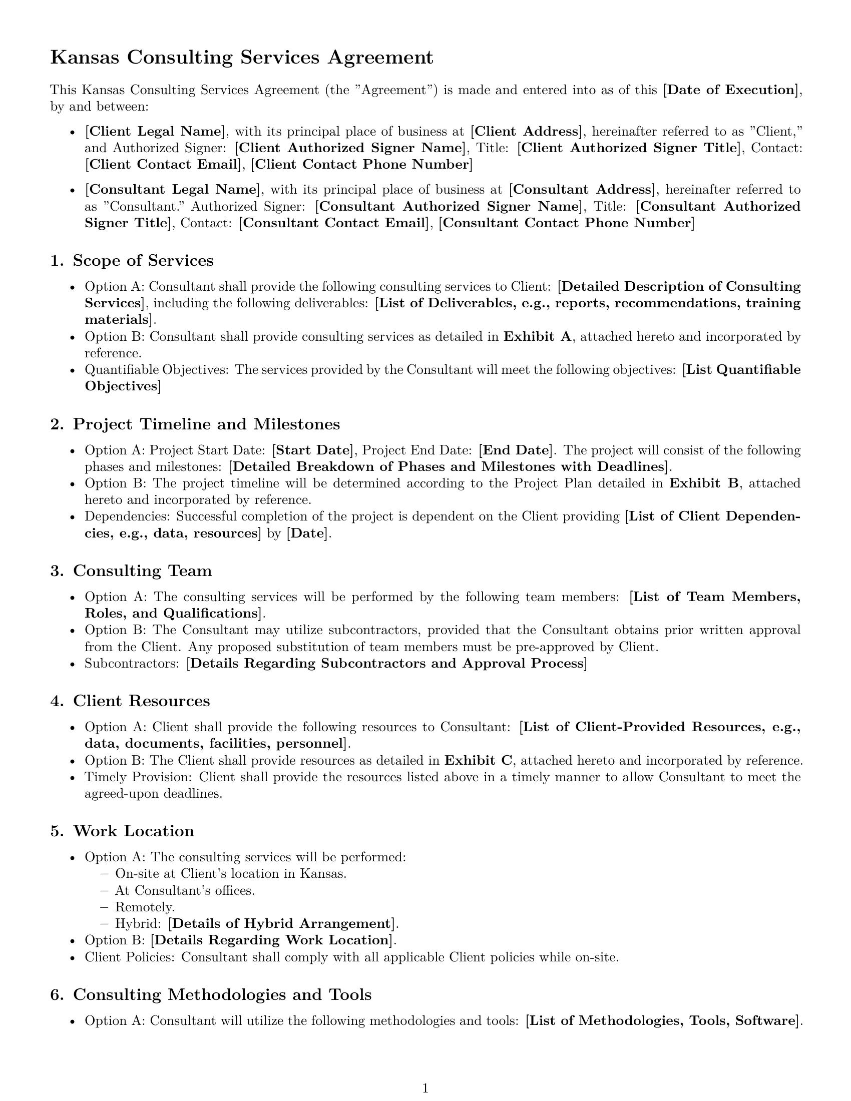 Preview page 1 of Free Kansas consulting service contract template