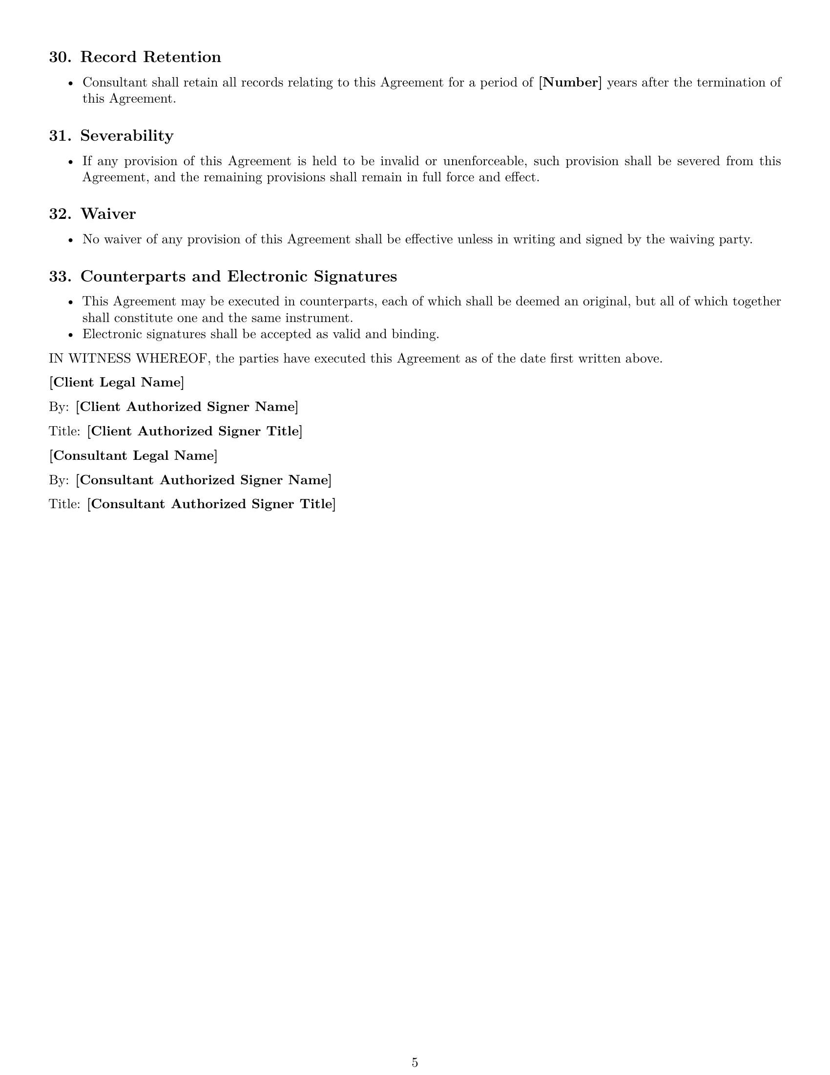 Preview page 5 of Free Kansas consulting service contract template