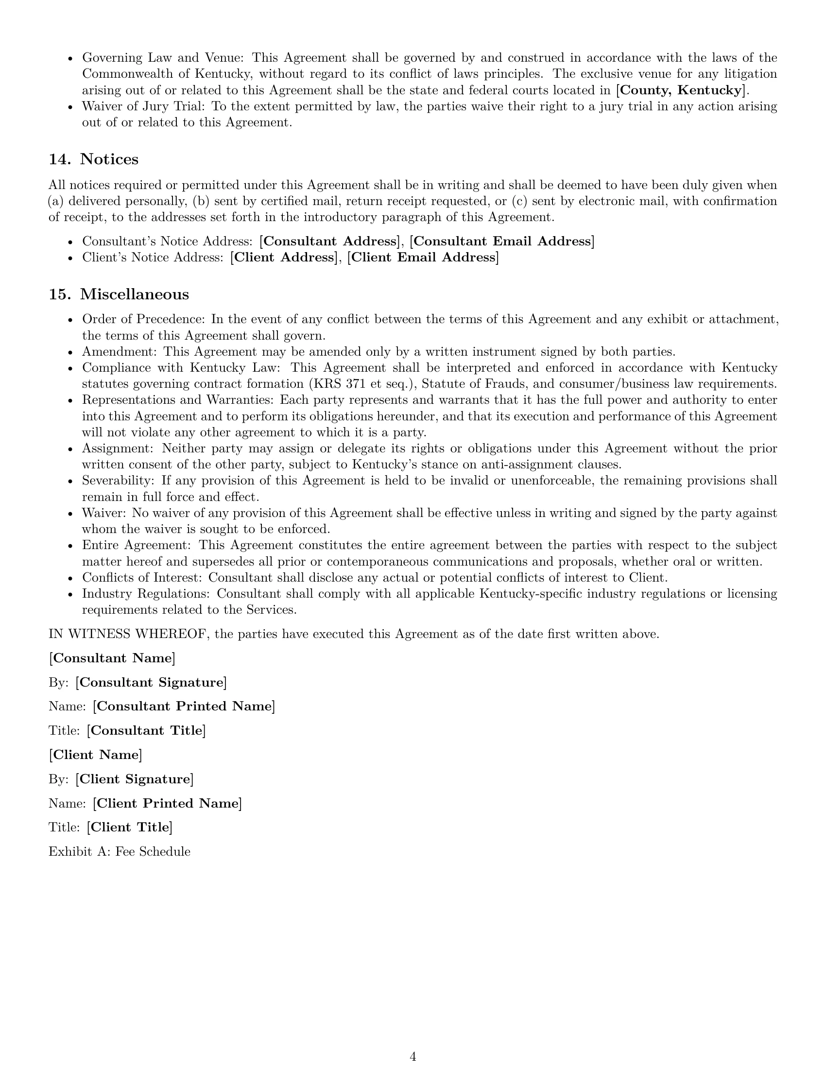 Preview page 4 of Free Kentucky consulting service contract template
