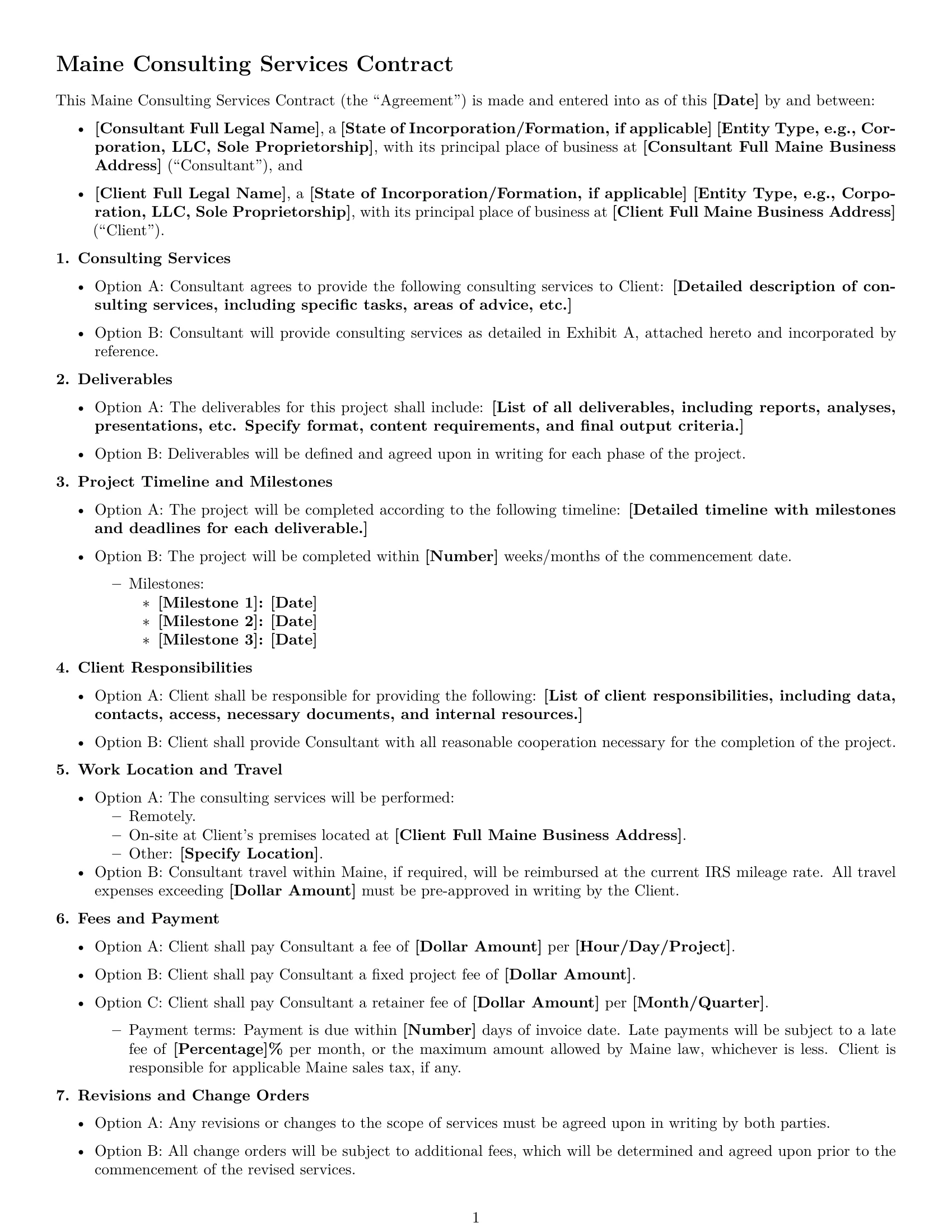 Preview page 1 of Free Maine consulting service contract template