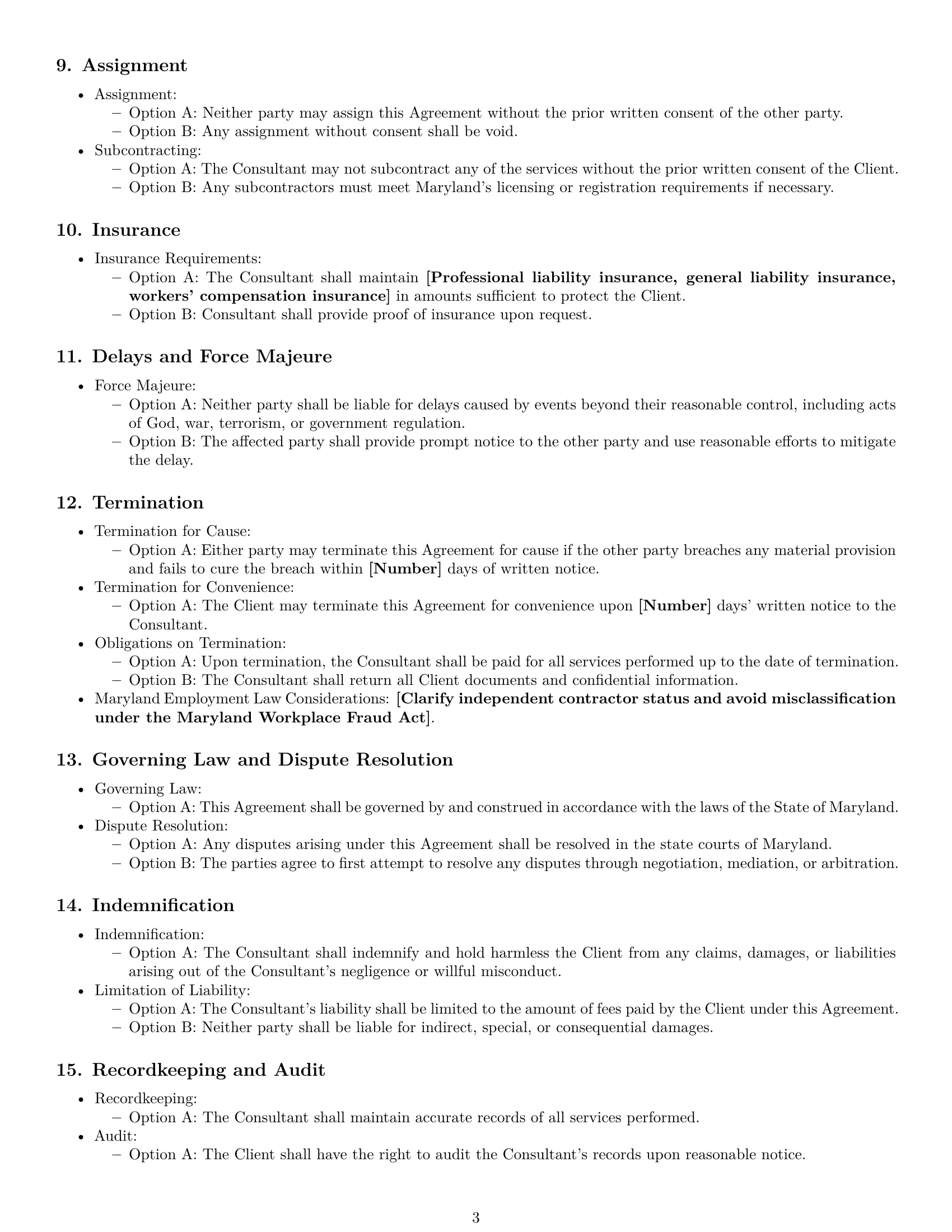 Preview page 3 of Free Maryland consulting service contract template
