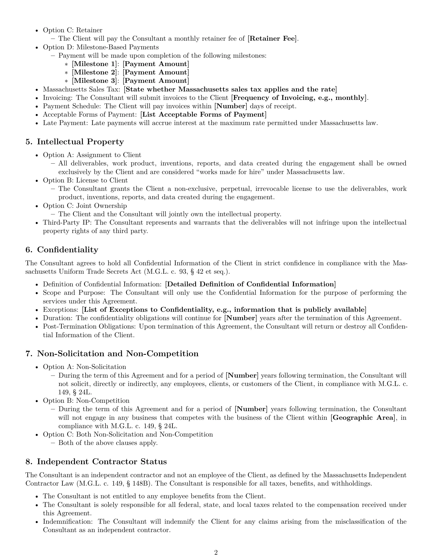 Preview page 2 of Free Massachusetts consulting service contract template