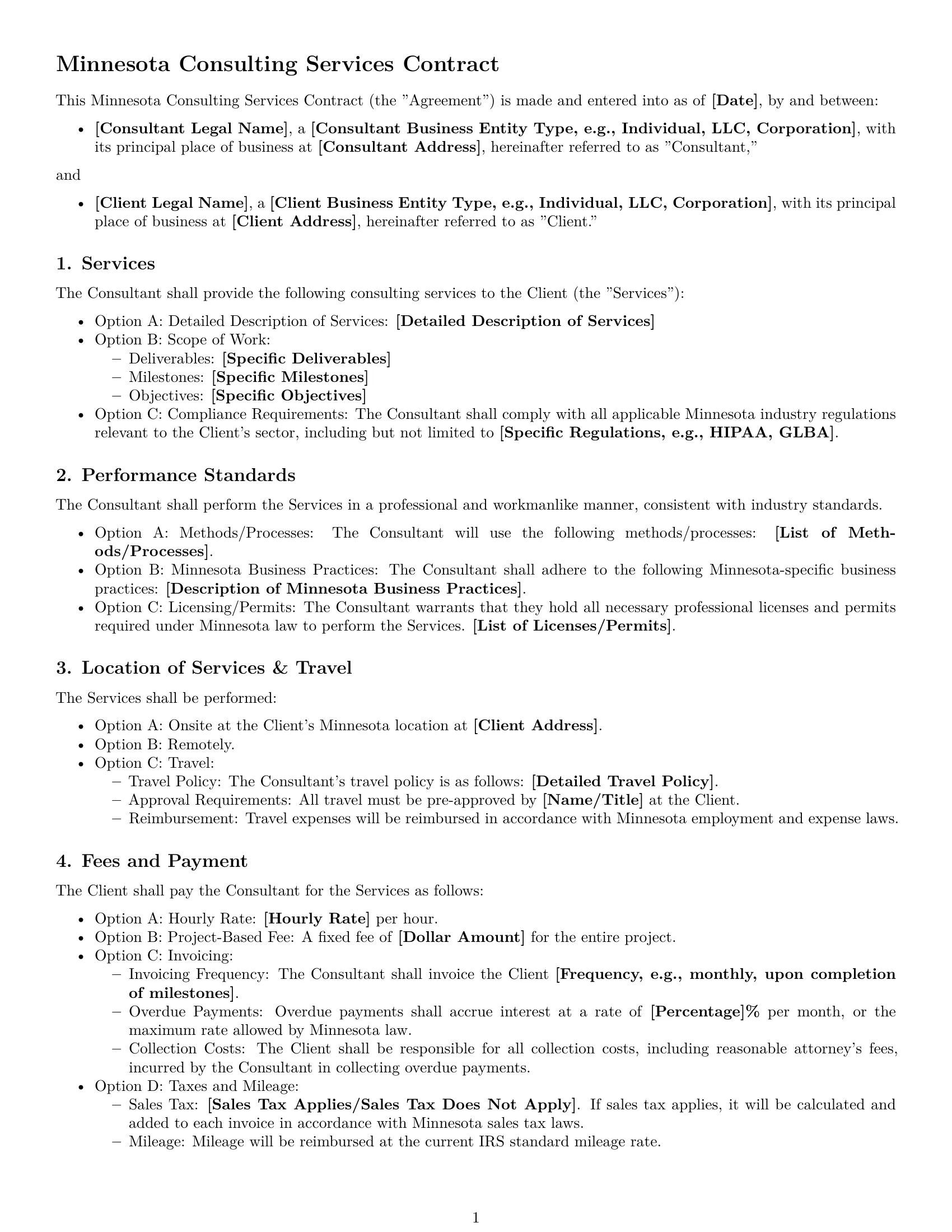 Preview page 1 of Free Minnesota consulting service contract template