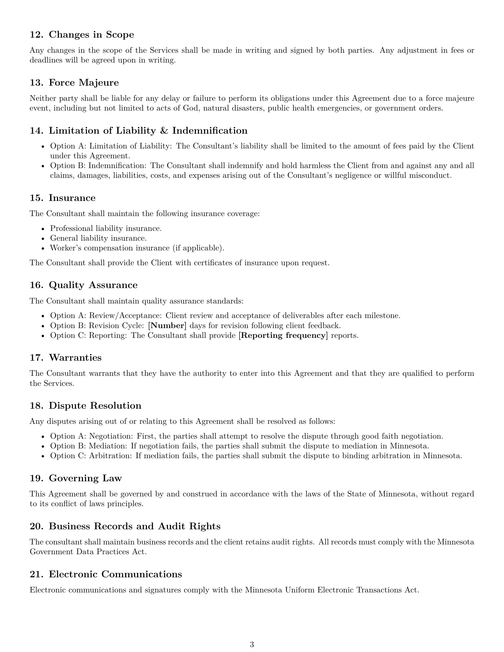 Preview page 3 of Free Minnesota consulting service contract template