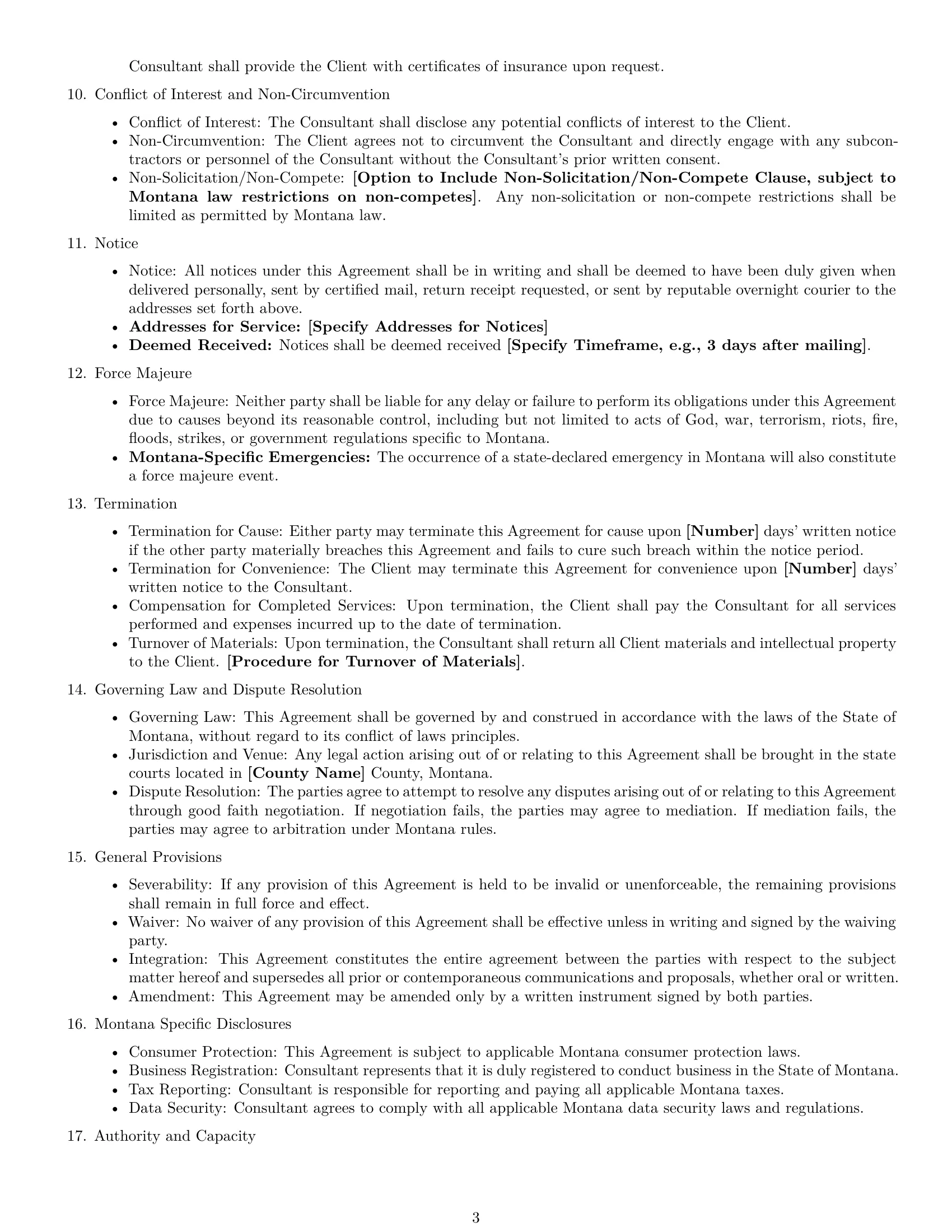 Preview page 3 of Free Montana consulting service contract template