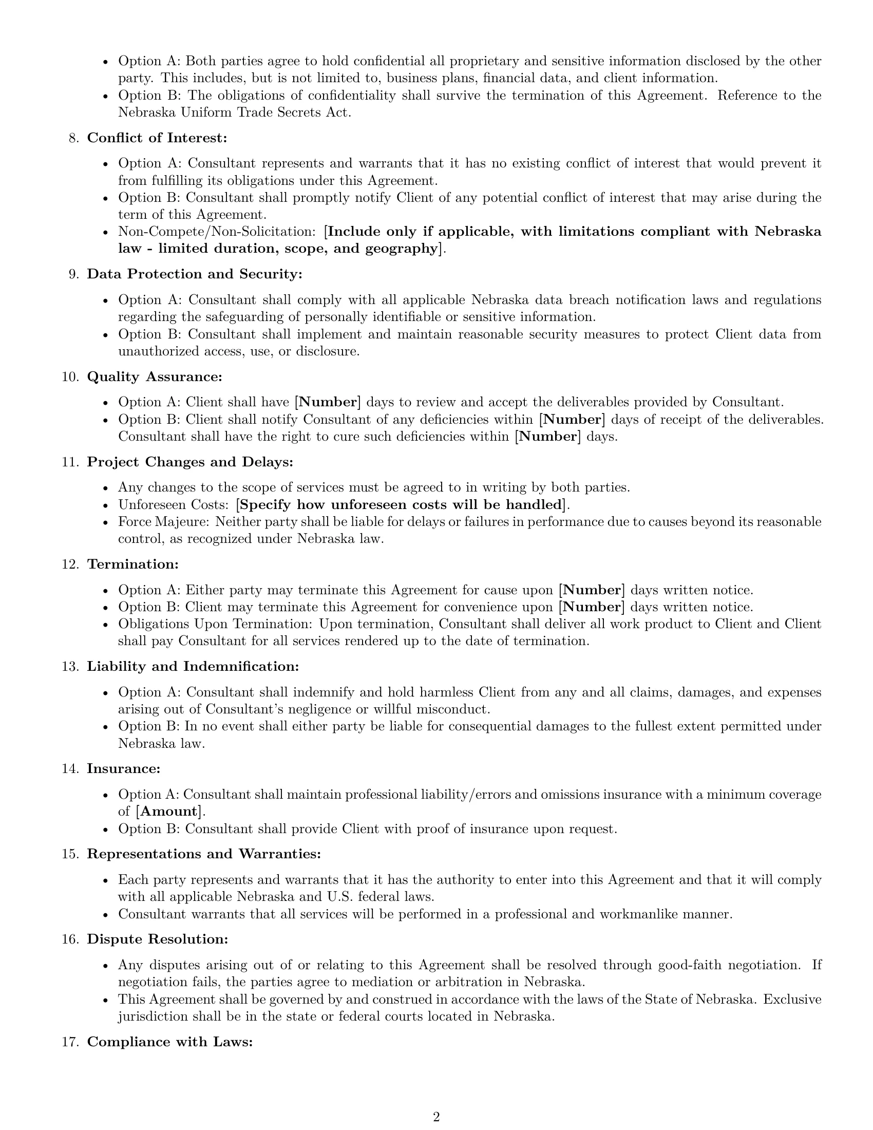 Preview page 2 of Free Nebraska consulting service contract template