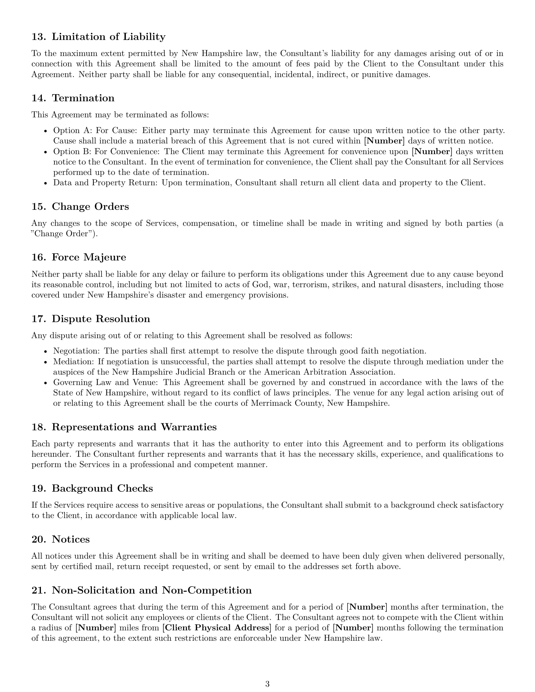 Preview page 3 of Free New Hampshire consulting service contract template