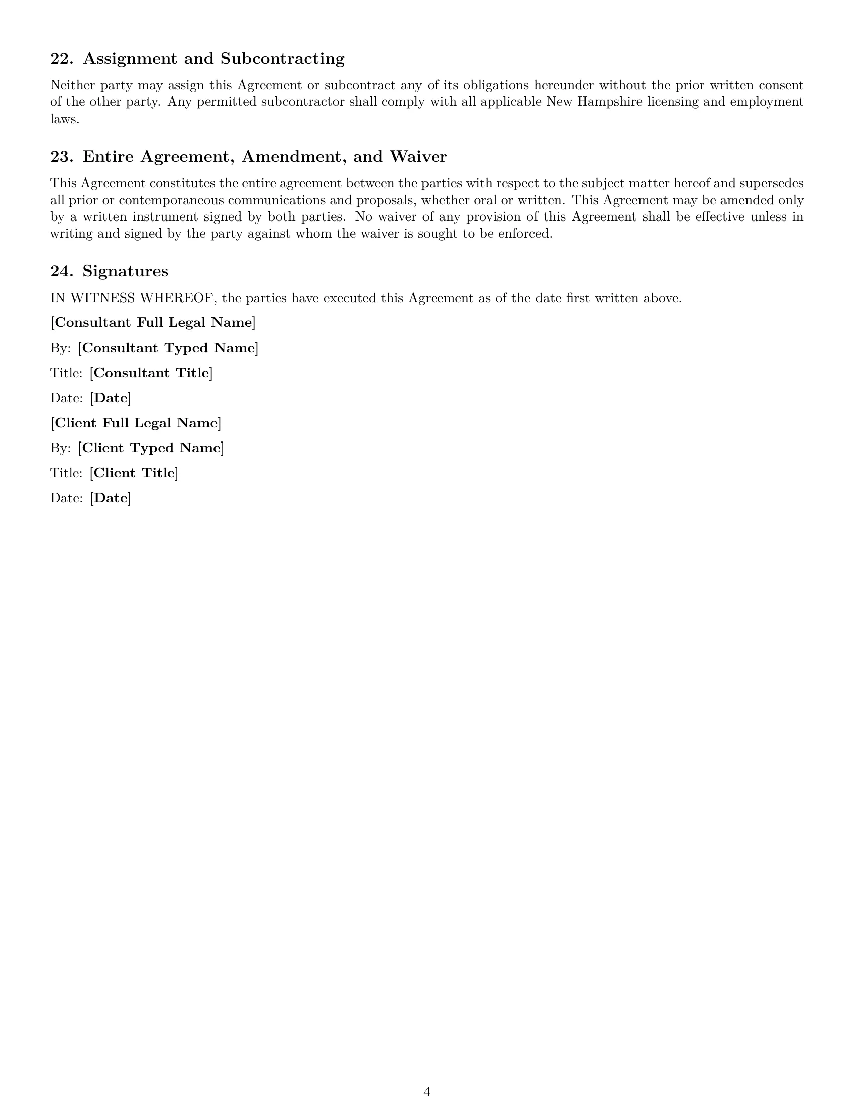Preview page 4 of Free New Hampshire consulting service contract template