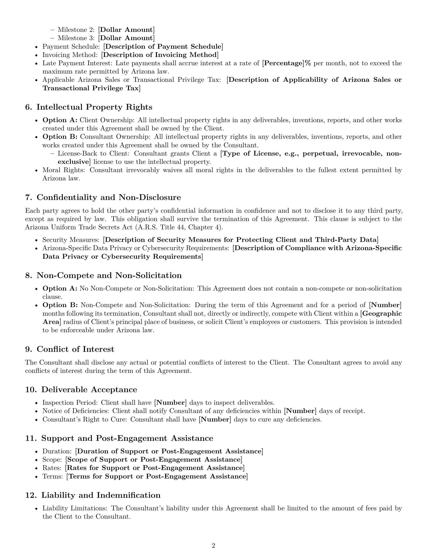Preview page 2 of Free Arizona consulting service contract template