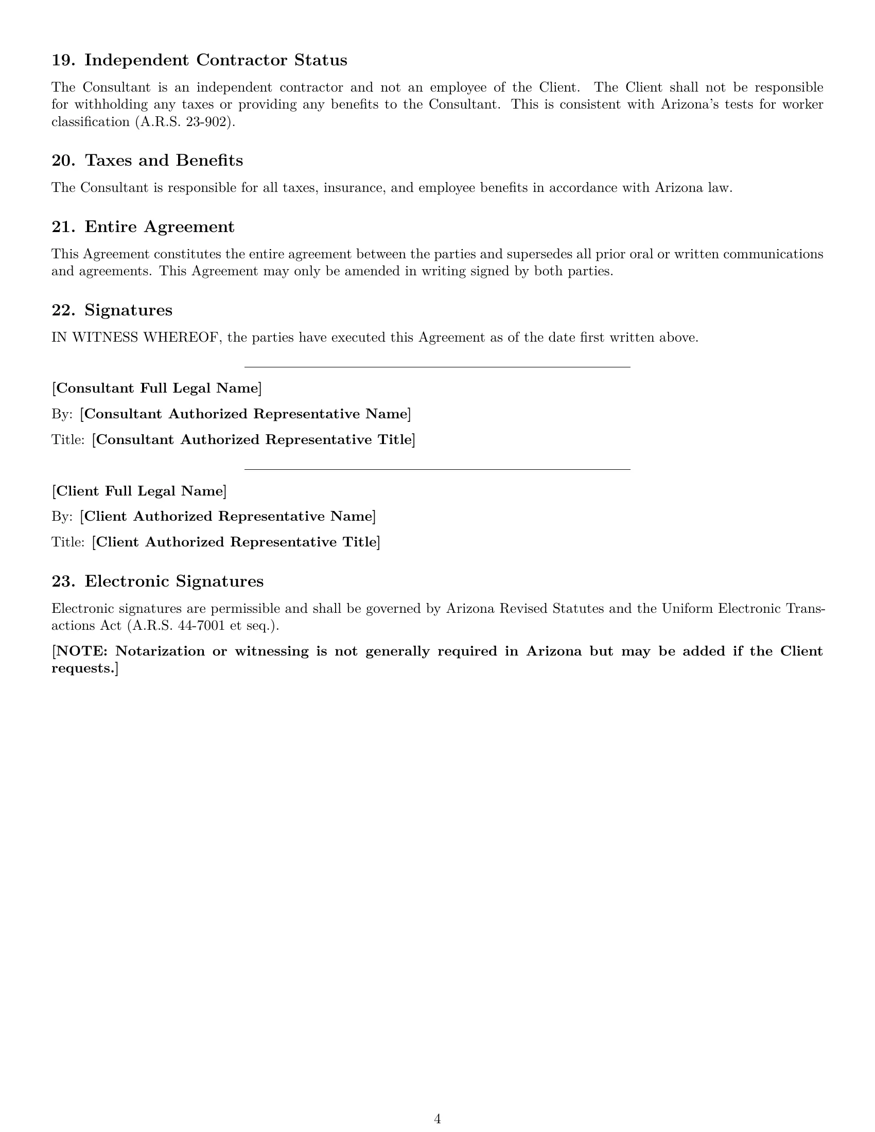Preview page 4 of Free Arizona consulting service contract template