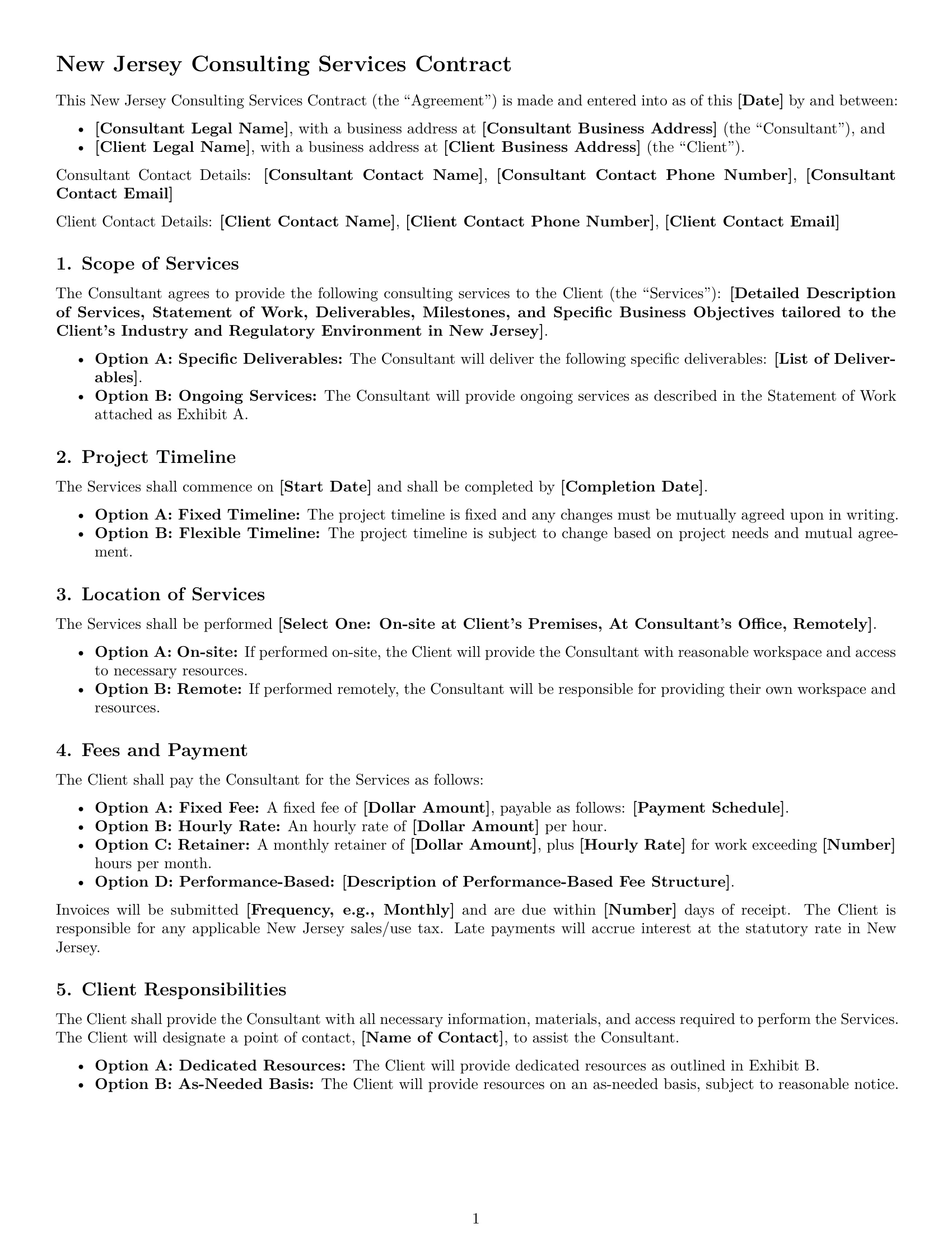 Preview page 1 of Free New Jersey consulting service contract template
