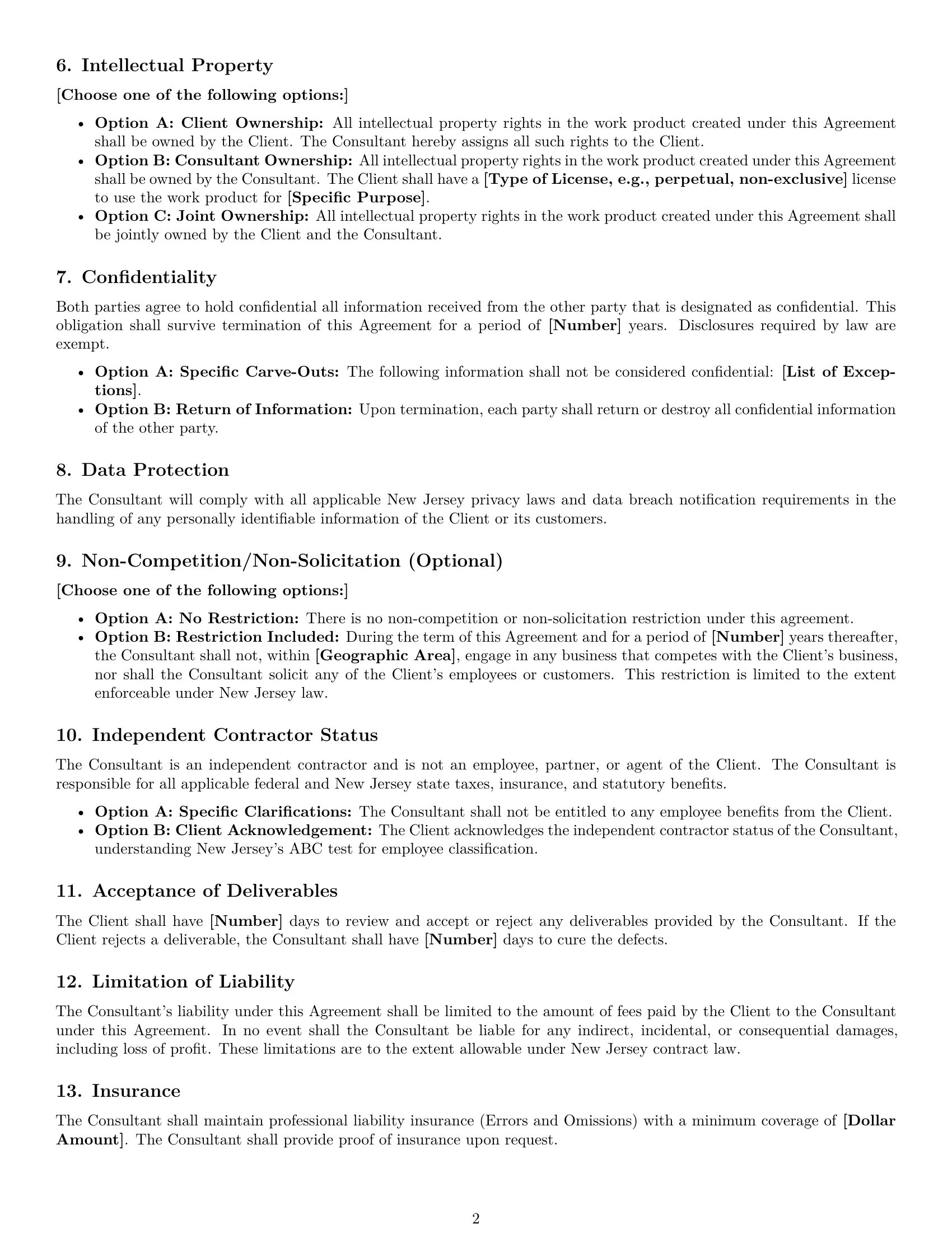 Preview page 2 of Free New Jersey consulting service contract template
