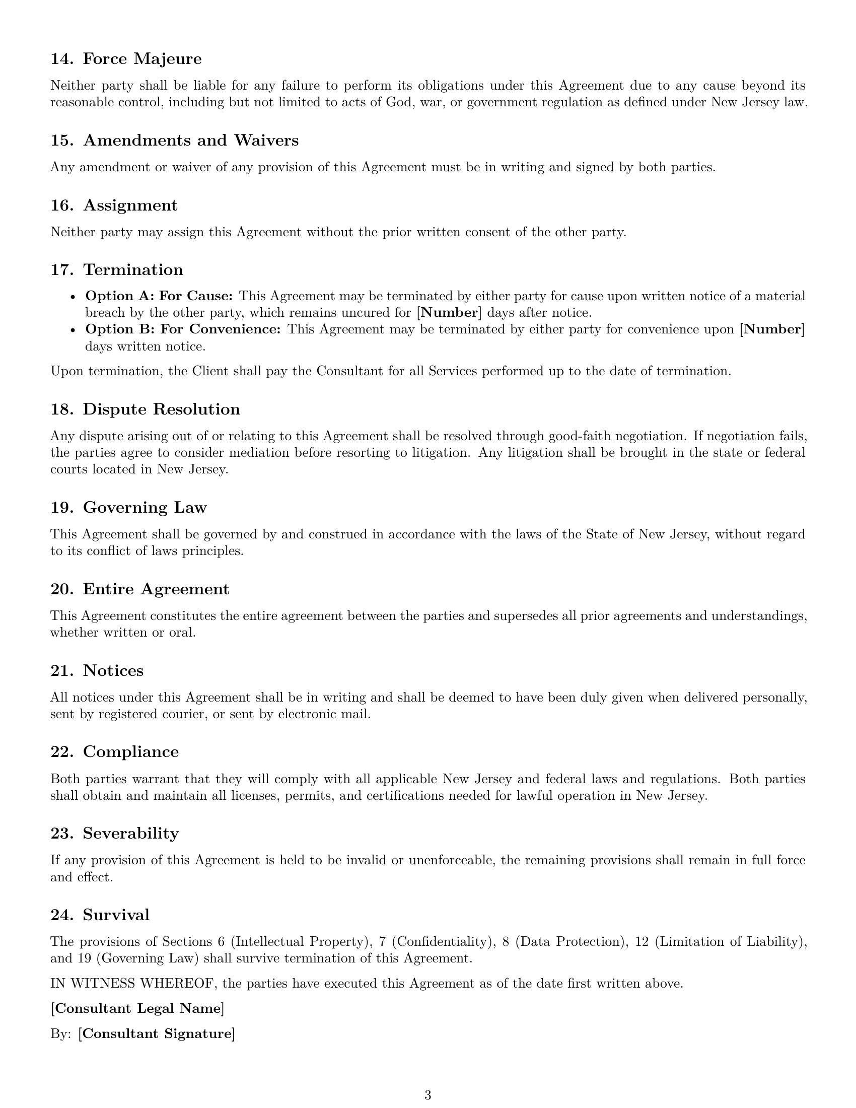 Preview page 3 of Free New Jersey consulting service contract template