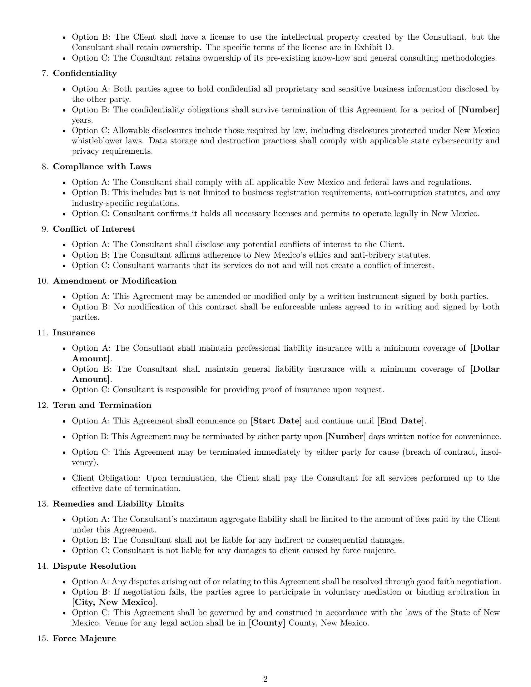 Preview page 2 of Free New Mexico consulting service contract template