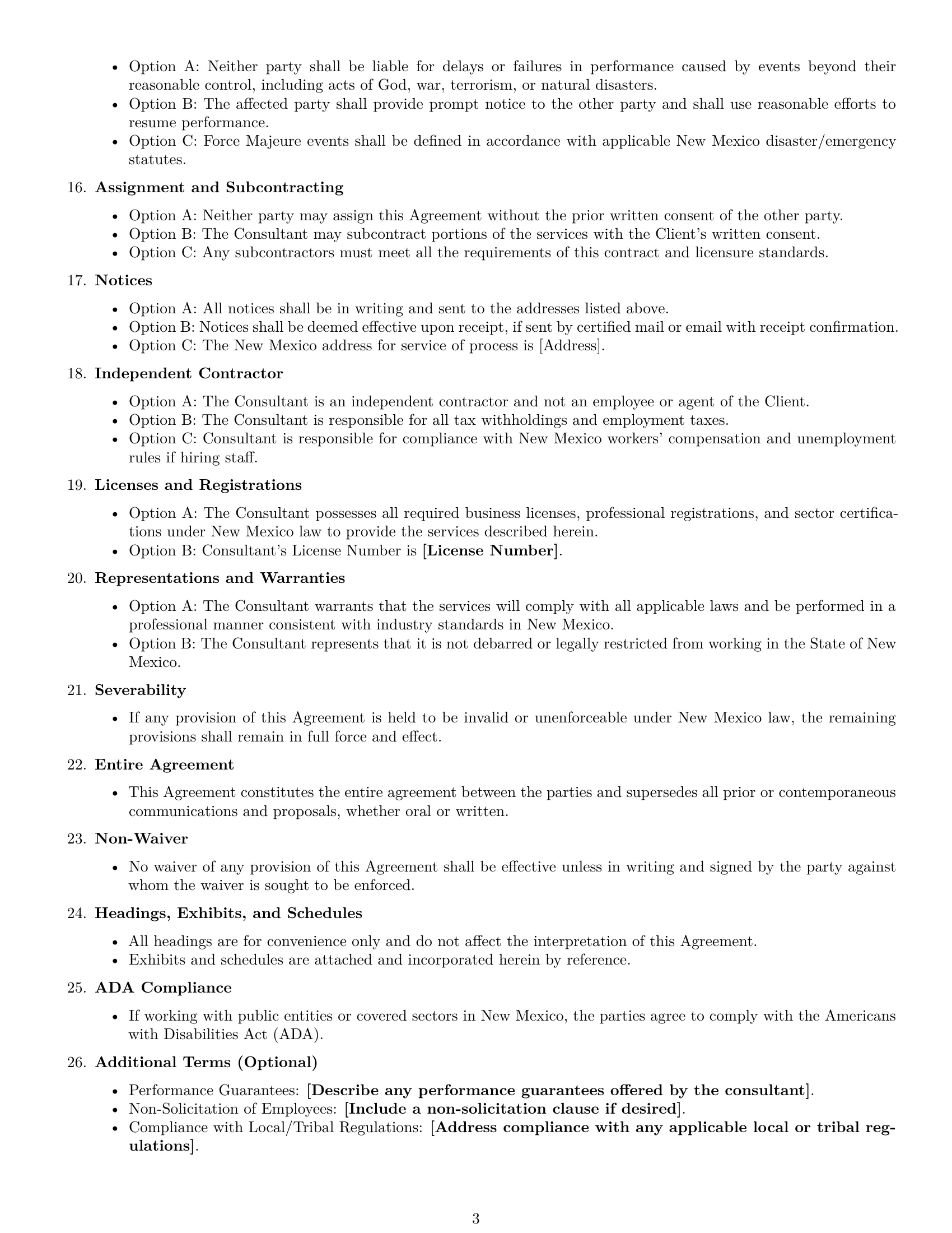 Preview page 3 of Free New Mexico consulting service contract template