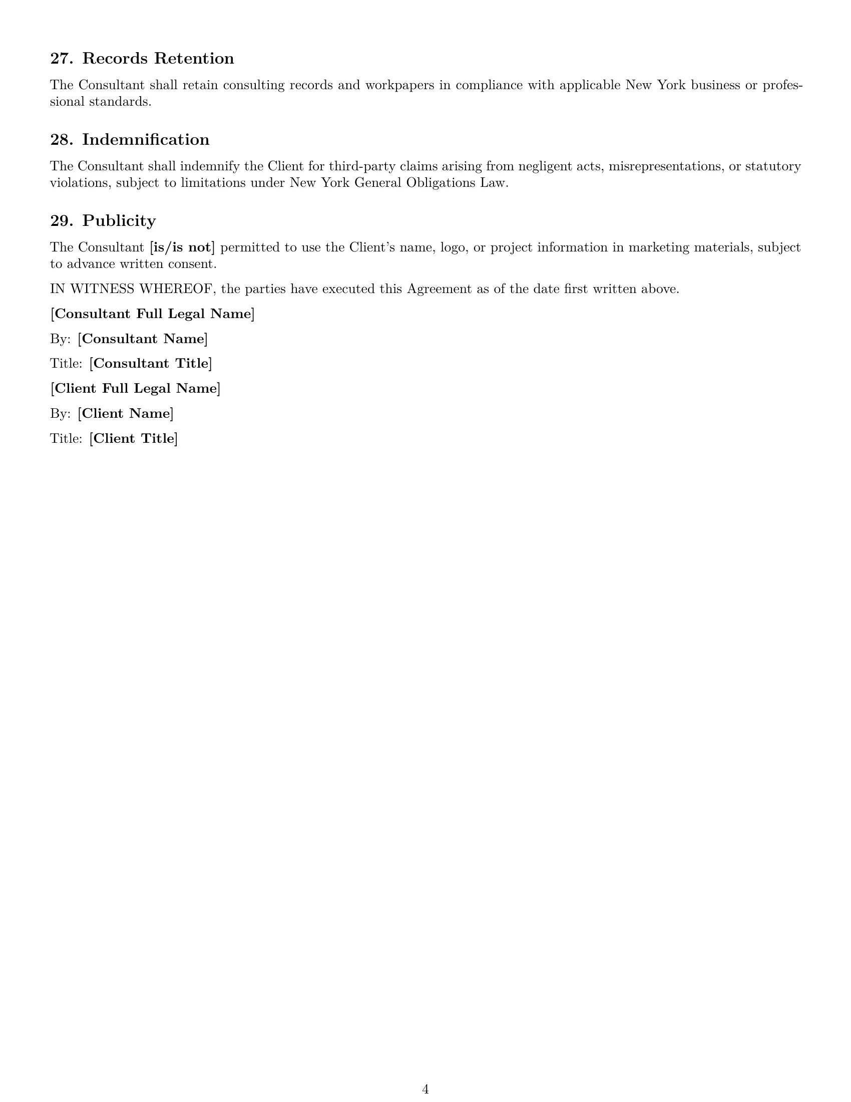 Preview page 4 of Free New York consulting service contract template