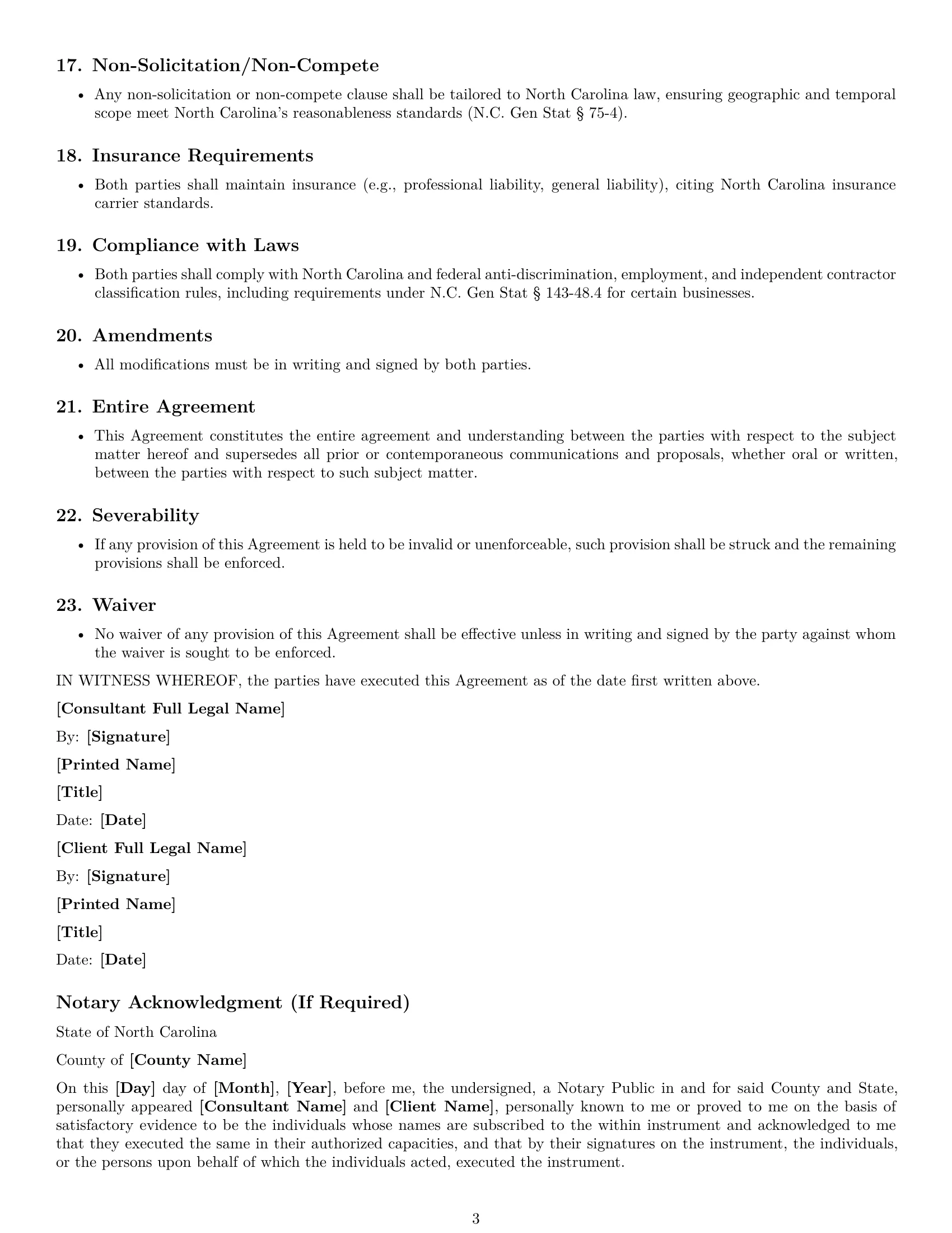 Preview page 3 of Free North Carolina consulting service contract template