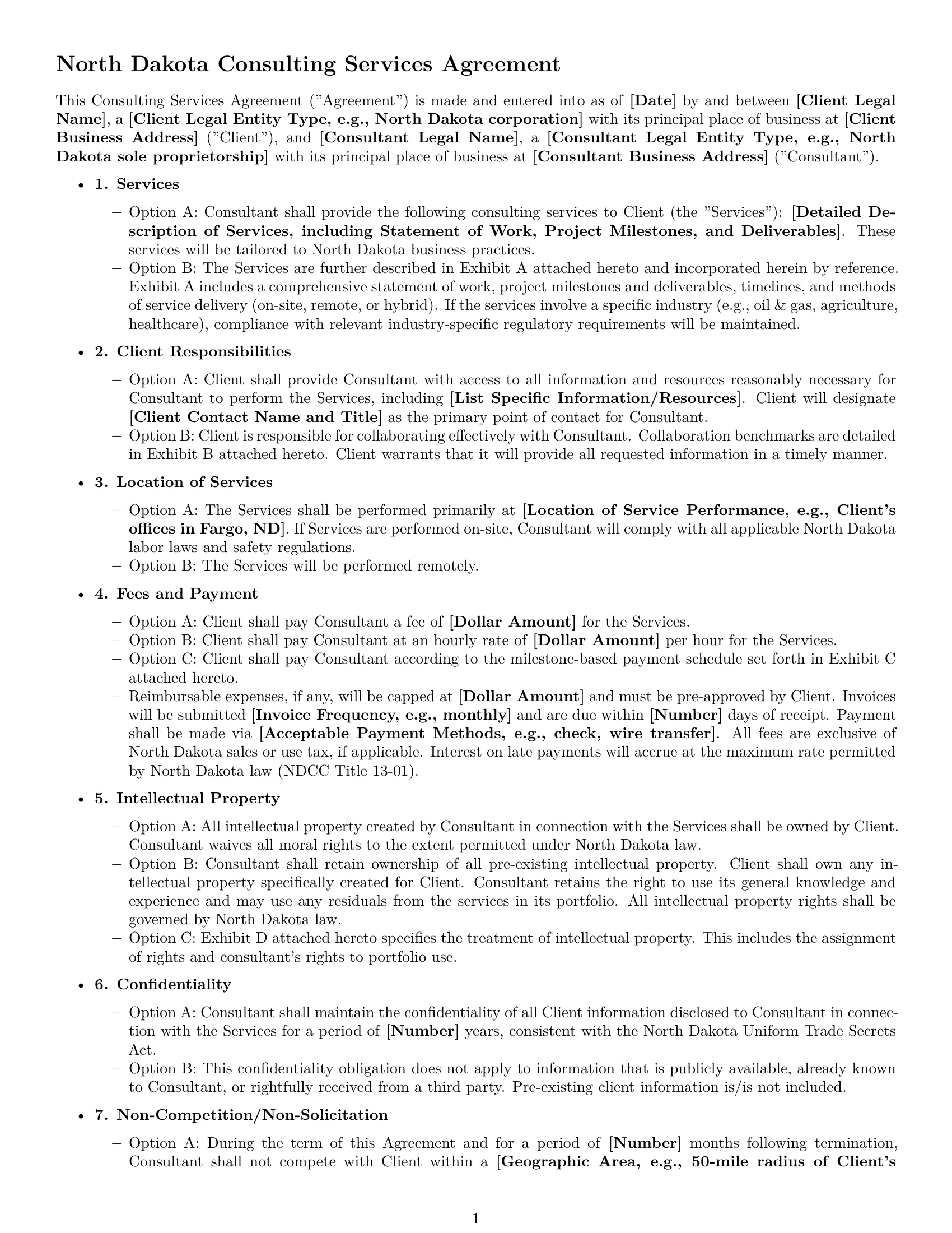 Preview page 1 of Free North Dakota consulting service contract template