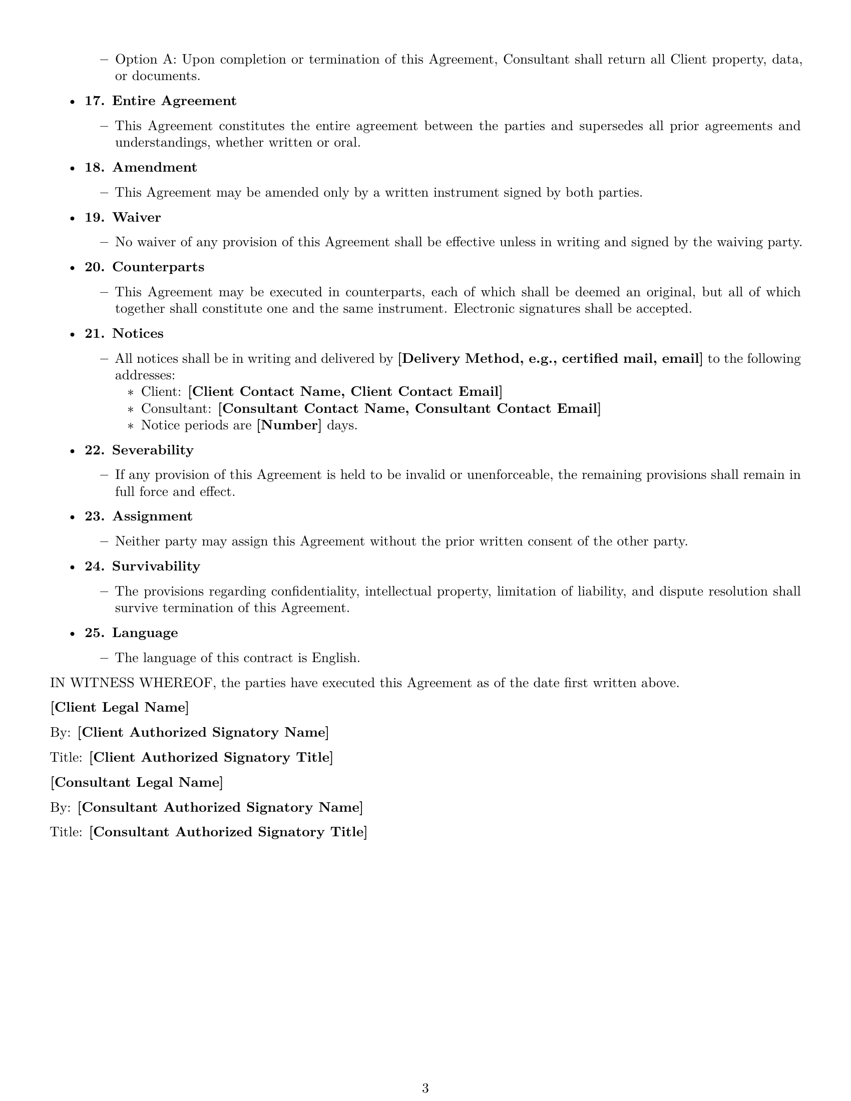 Preview page 3 of Free North Dakota consulting service contract template