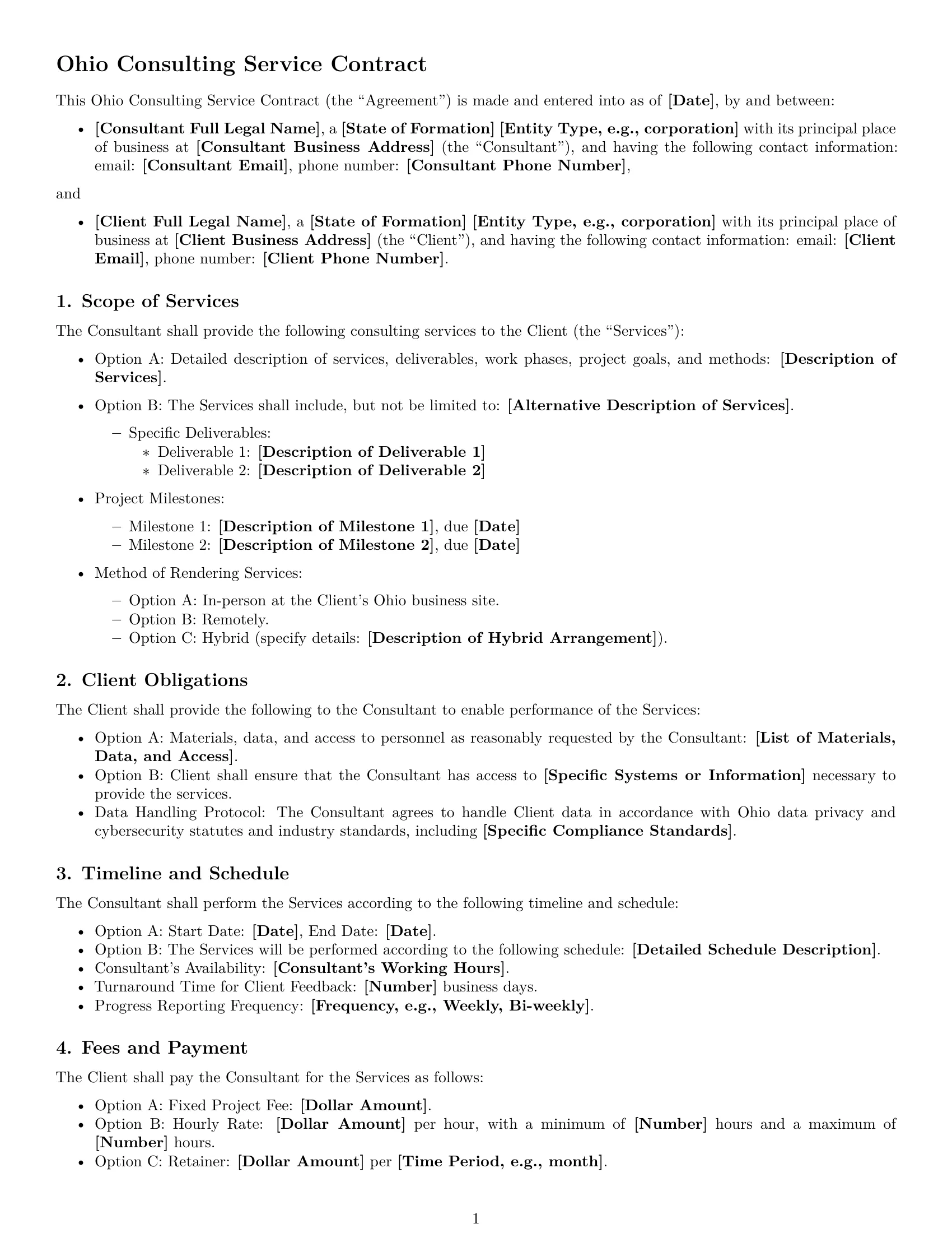 Preview page 1 of Free Ohio consulting service contract template