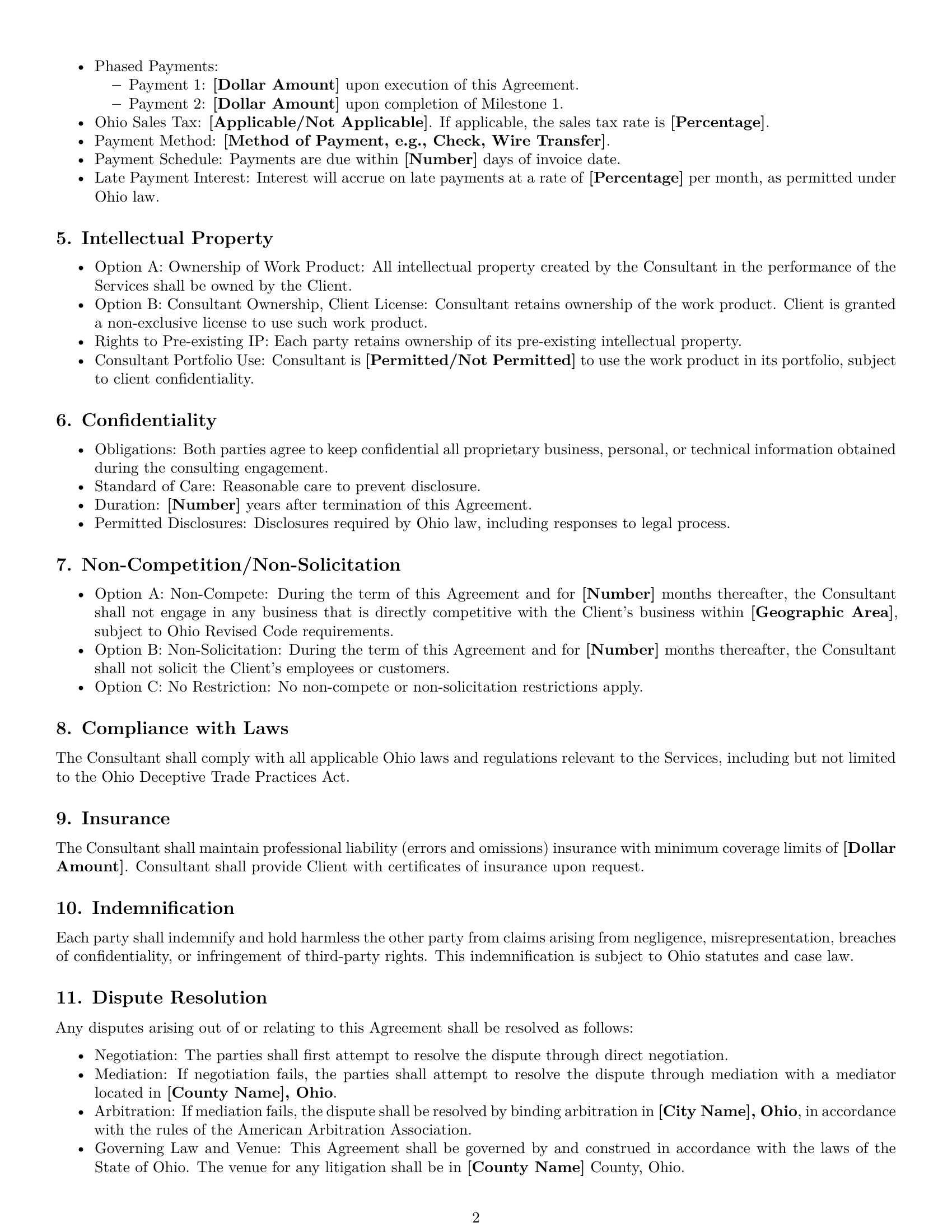Preview page 2 of Free Ohio consulting service contract template