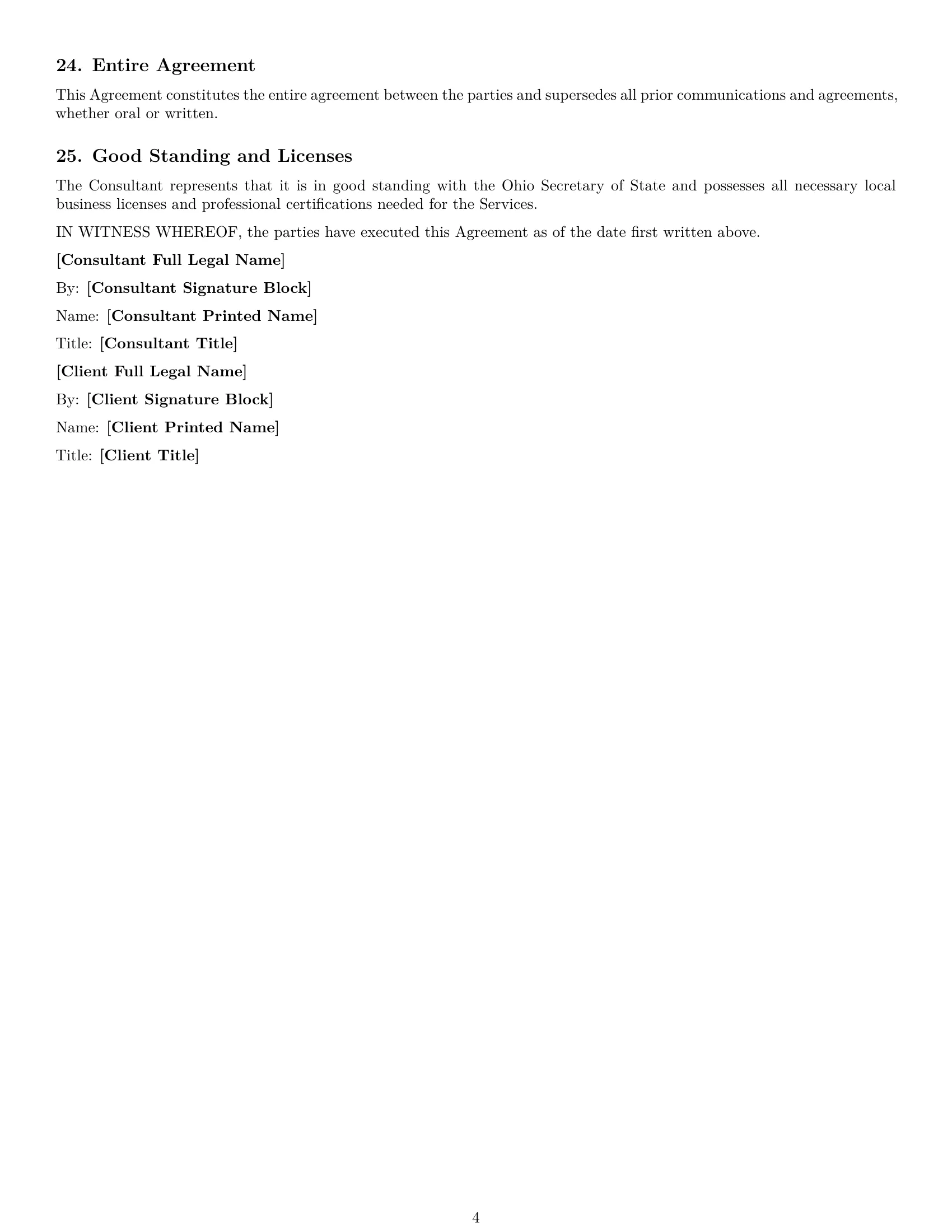 Preview page 4 of Free Ohio consulting service contract template