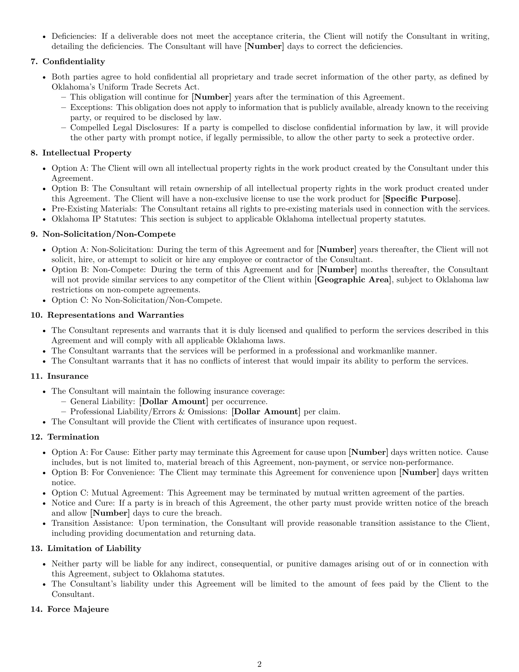 Preview page 2 of Free Oklahoma consulting service contract template