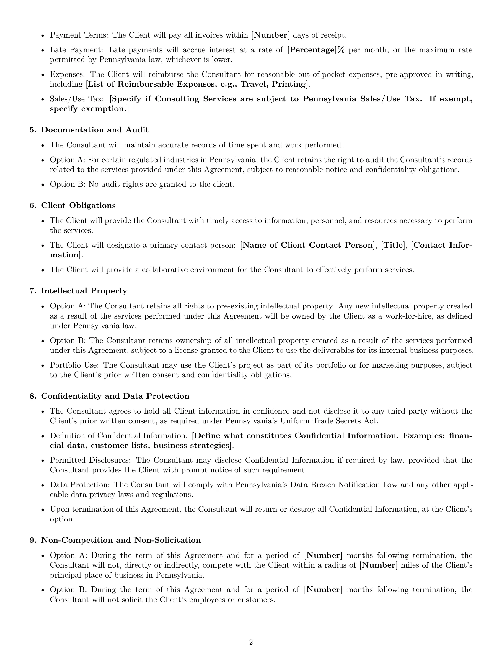 Preview page 2 of Free Pennsylvania consulting service contract template