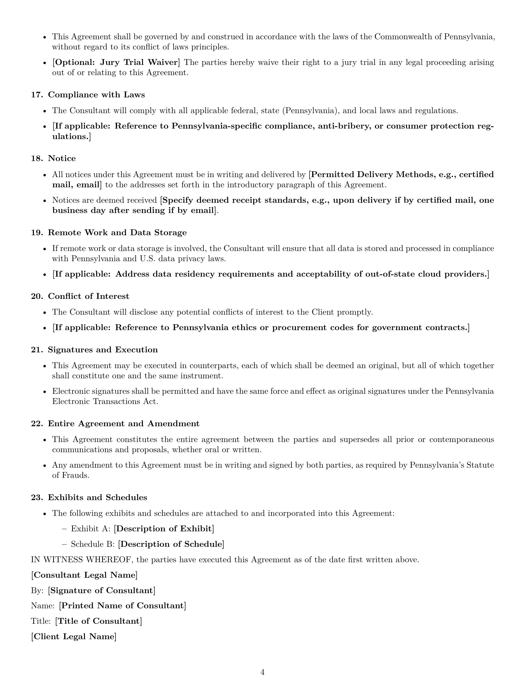 Preview page 4 of Free Pennsylvania consulting service contract template