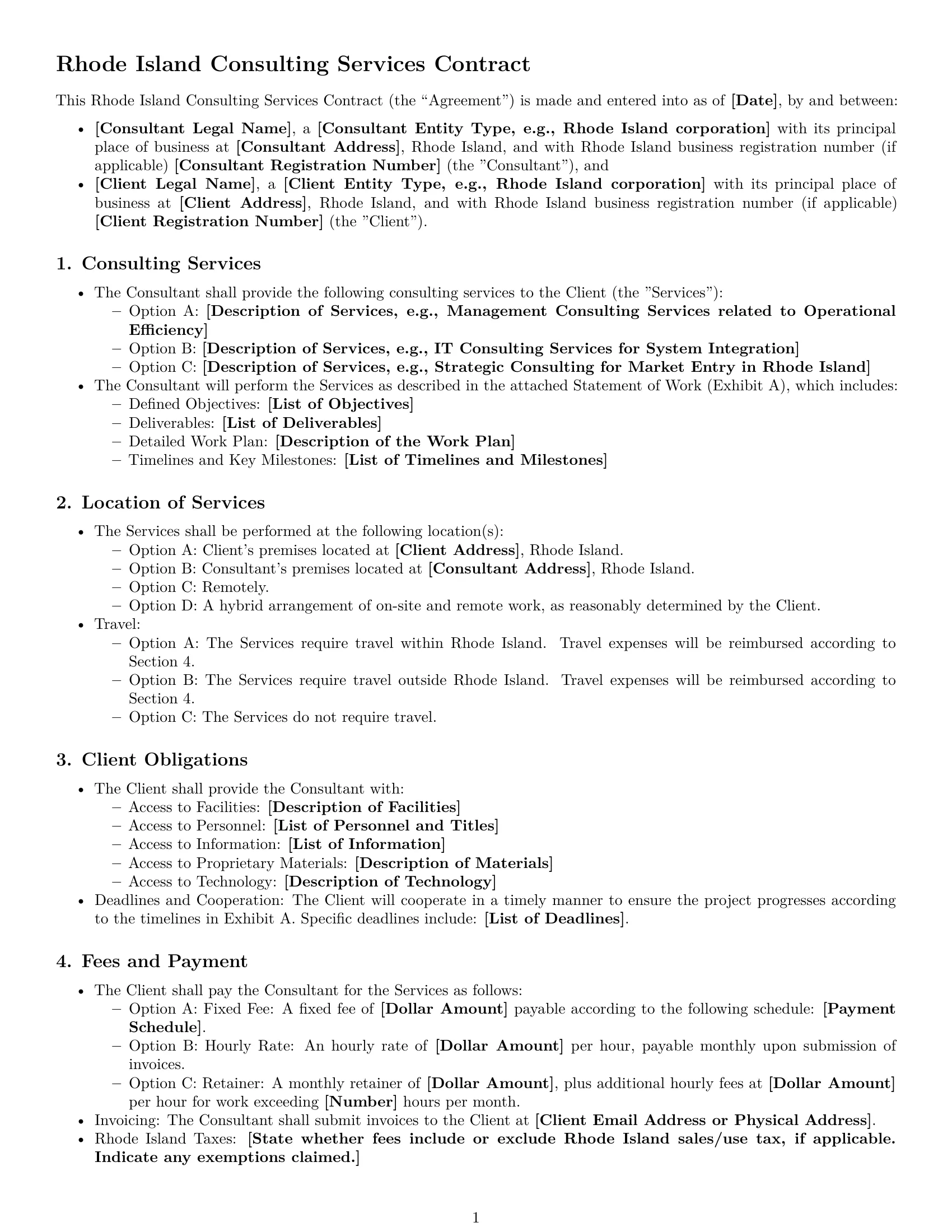 Preview page 1 of Free Rhode Island consulting service contract template