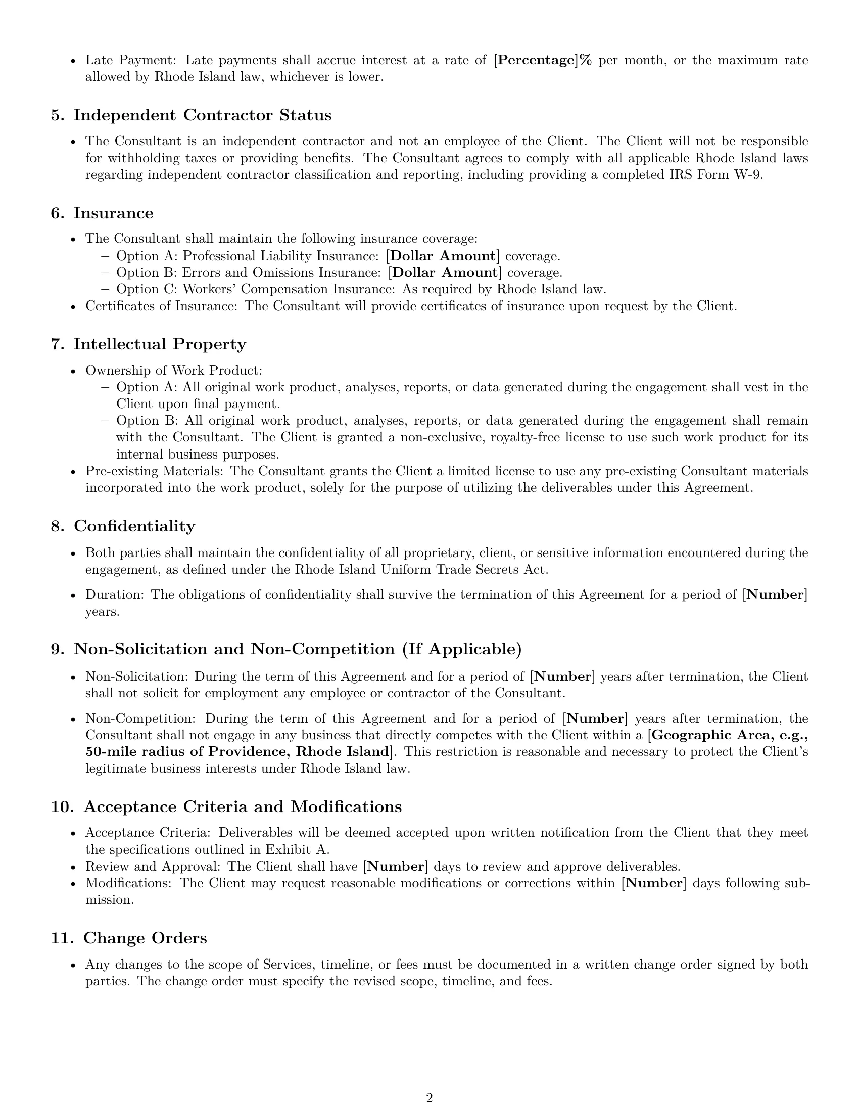 Preview page 2 of Free Rhode Island consulting service contract template